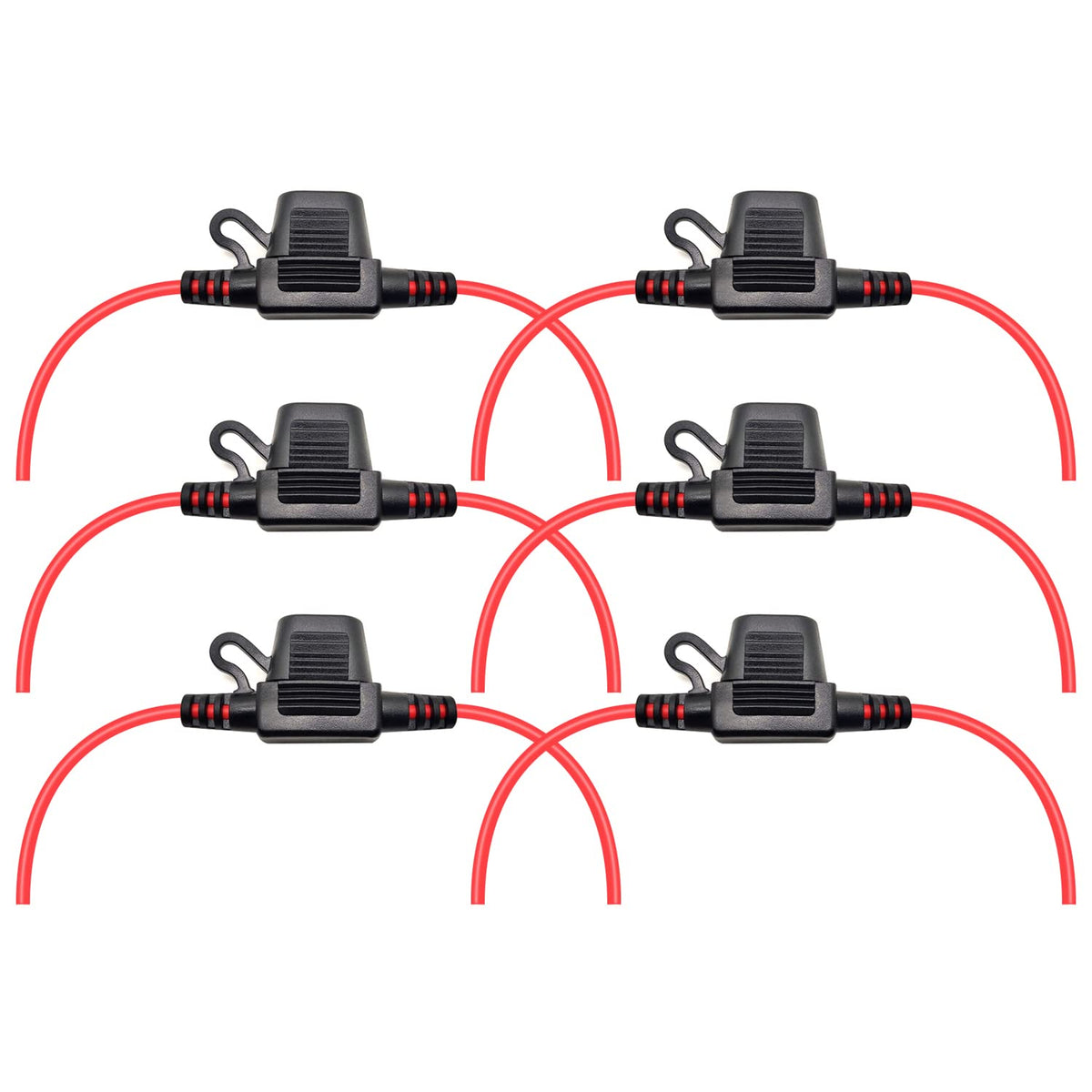 VANTRONIK Waterproof Inline Fuse Holder 6 Pack for Mini Fuse, 16 Gauge AWG Wire UL1015, Fit for ATM Blade Fuse, 12 Inches Long