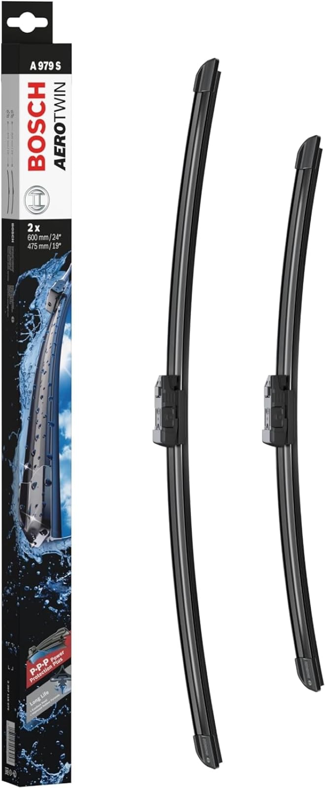 Bosch 3397118979 Aerotwin Original Equipment Replacement Wiper Blade - 24''/19'' (Set Of 2) Top Lock 19Mm