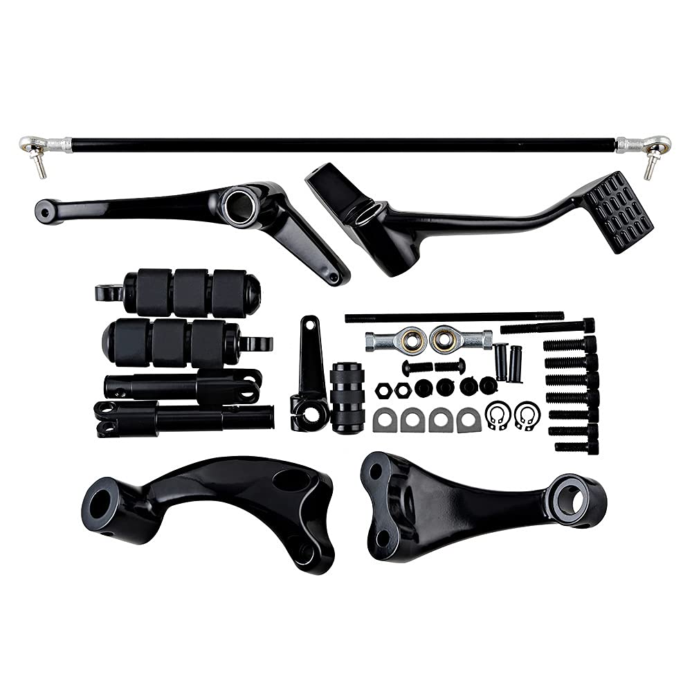Amopacorp Black Forward Controls Kit Replacement For Harley Sportster Xl883 Xl1200 Selected Model Peg + Lever + Linkages + Mounting Hardware (2004-2013)
