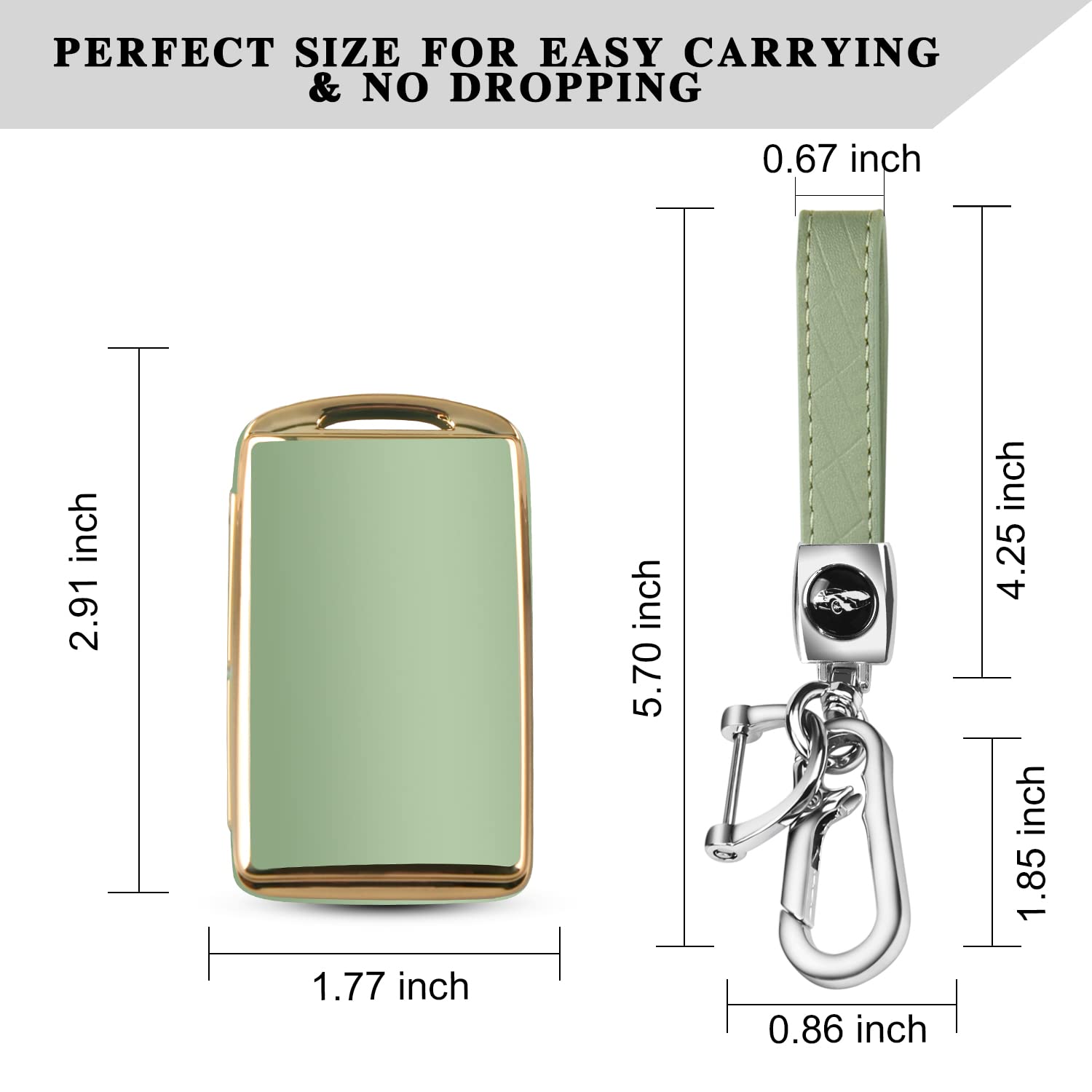 QBUC Leather Keychain Case for Mazda Key Fob (2019-2023 Mazda 3, 6, CX-5, CX-9, CX-30) - 2/3/4 Buttons (Green)