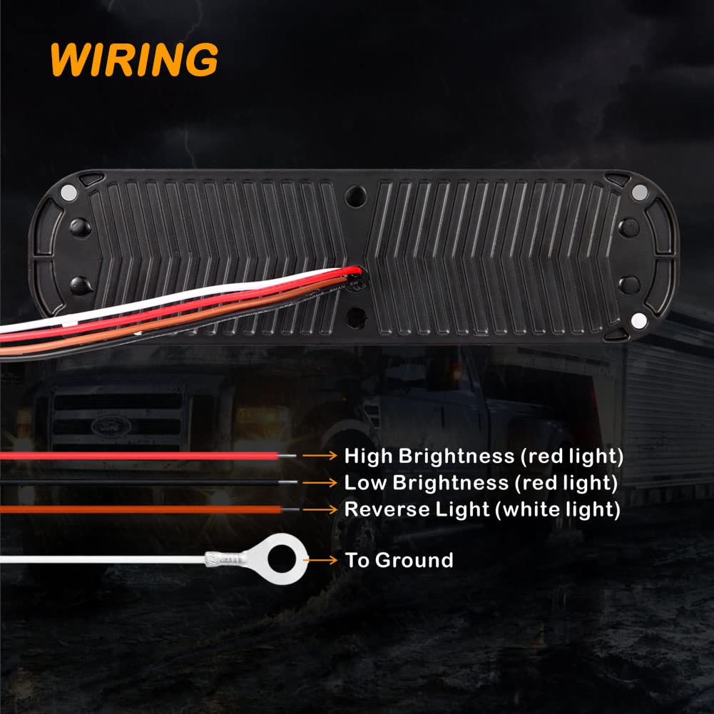 AT-HAIHAN Pack of 2 Oval Red LED Trailer Stop Brake Turn Signal Tail Lights with White Reverse Light, DOT Compliant Waterproof S