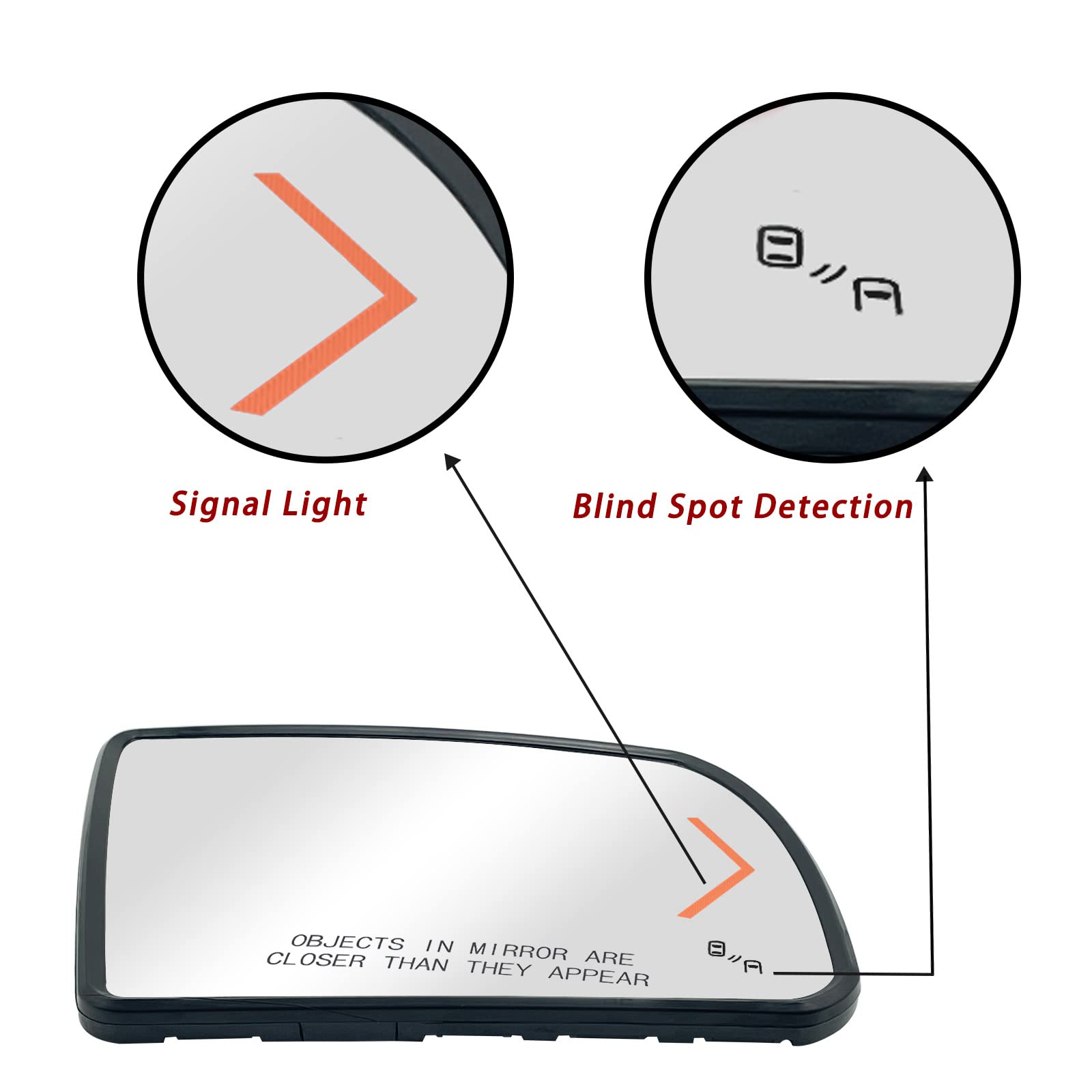 Passenger Side Heated Turn Signal And Blind Spot Detection System Mirror Glass Replacement For 2008-2017 Toyota Sequoia 2007-202