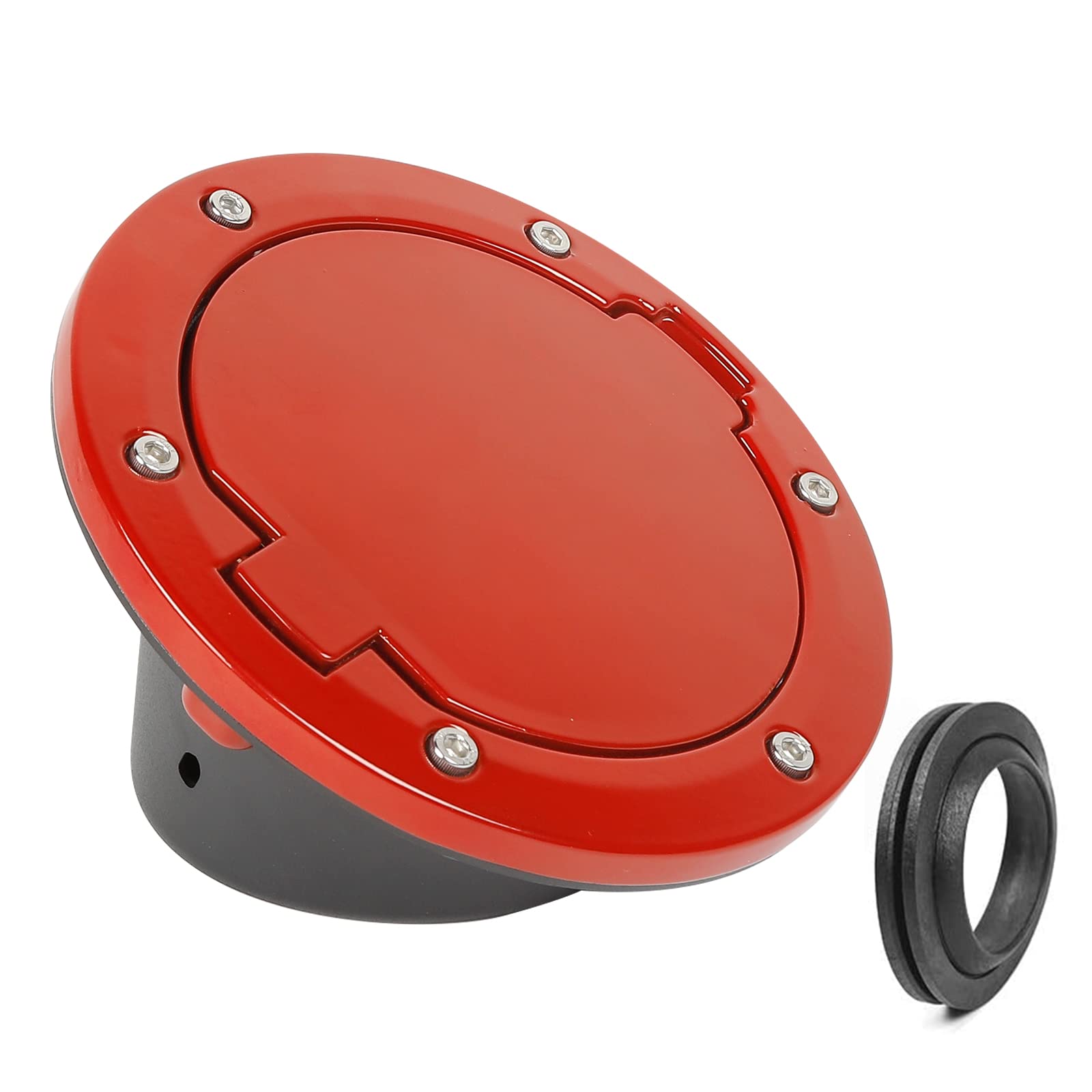 Jecar Jk Fuel Filler Cover Gas Cap Aluminum Alloy Gas Tank Door Exterior Accessories For Jeep Wrangler 2007-2018 Jk Jku, Red