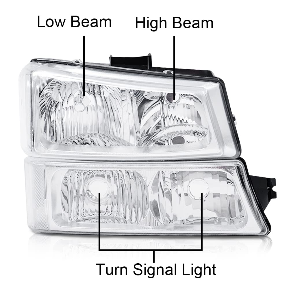 Pit66 Headlights & Fog Lights Set, Compatible With 03-06 Chevy Silverado 1500 2500 3500 Hd Models/03-06 Chevy Avalanche 1500 250