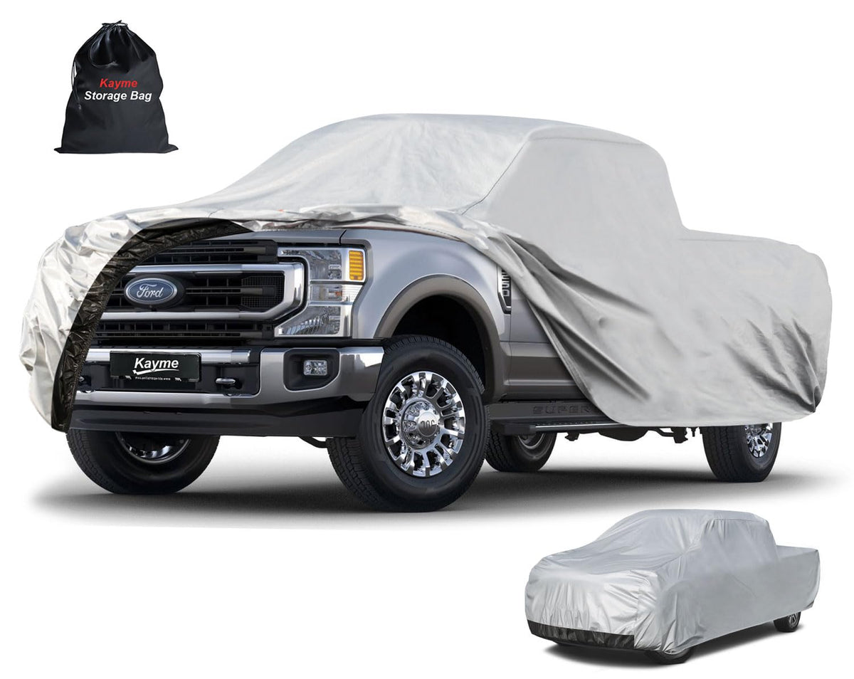 Kayme Full Size Truck Cover Waterproof All Weather, Heavy Duty Outdoor Large Pickup Cover Sun Rain Uv Protection, Universal Fit