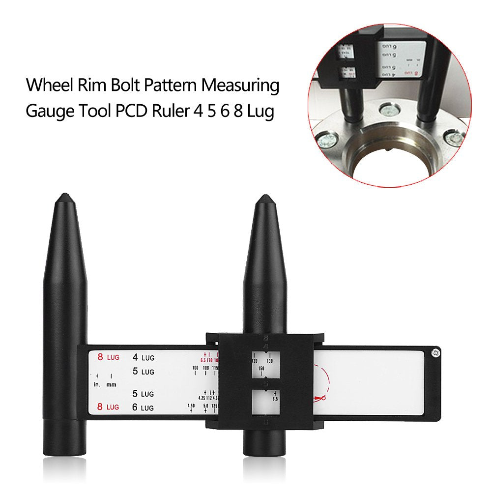 Rim Bolt Pattern Measuring Tool,Car Wheel Rim Bolt Pattern Sliding Measuring Gauge Tool Pcd Ruler 4 5 6 8 Lug