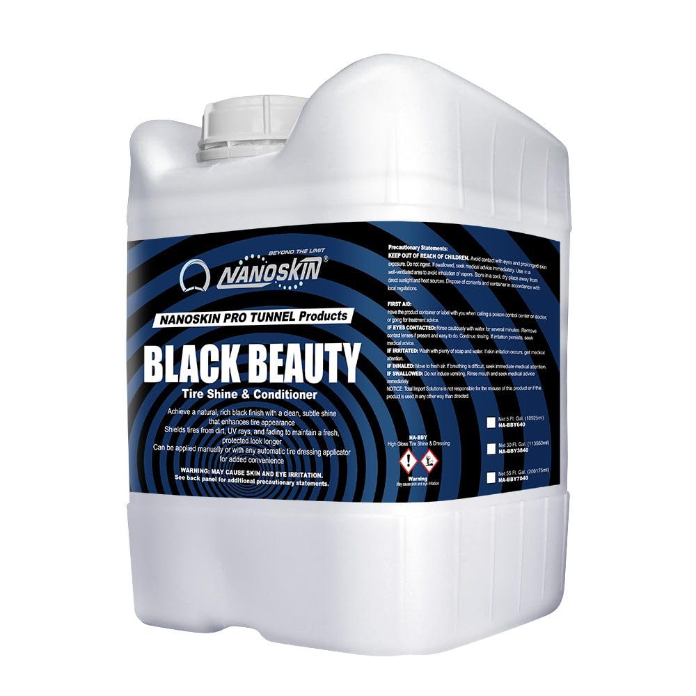 Nanoskin Black Beauty Tire Shine & Conditioner 5 Gallons - Water-Repellent & UV Resistant - Non-Greasy Finish - Restores Black L