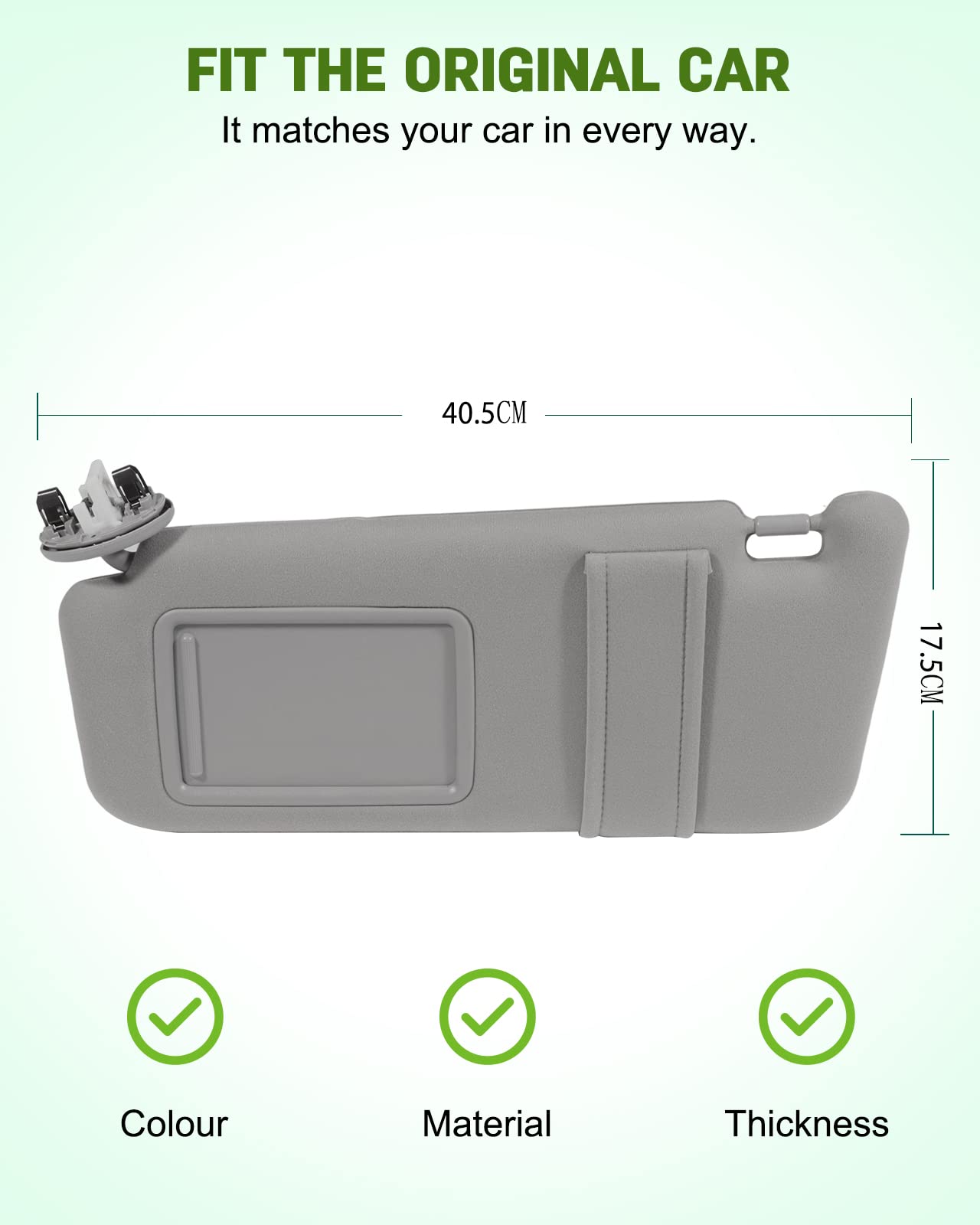 Scitoo Gray Left Driver Side Interior Sun Visor Fit For Toyota For Camry 2006-2011 With Sunroof (Oe:74320-06800-B0,04002-30706-B