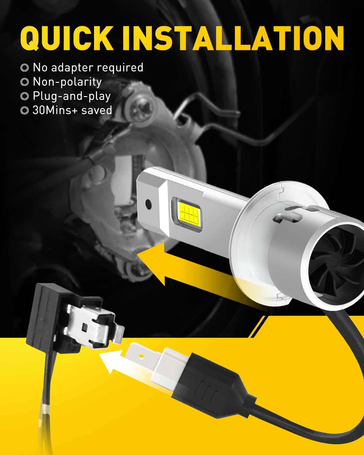 Auxito H1 Led Fog Light Bulb, 600% Brightness 6500K White, Csp Led Chips Fog Lamps Replacement, Play And Plug, Pack Of 2