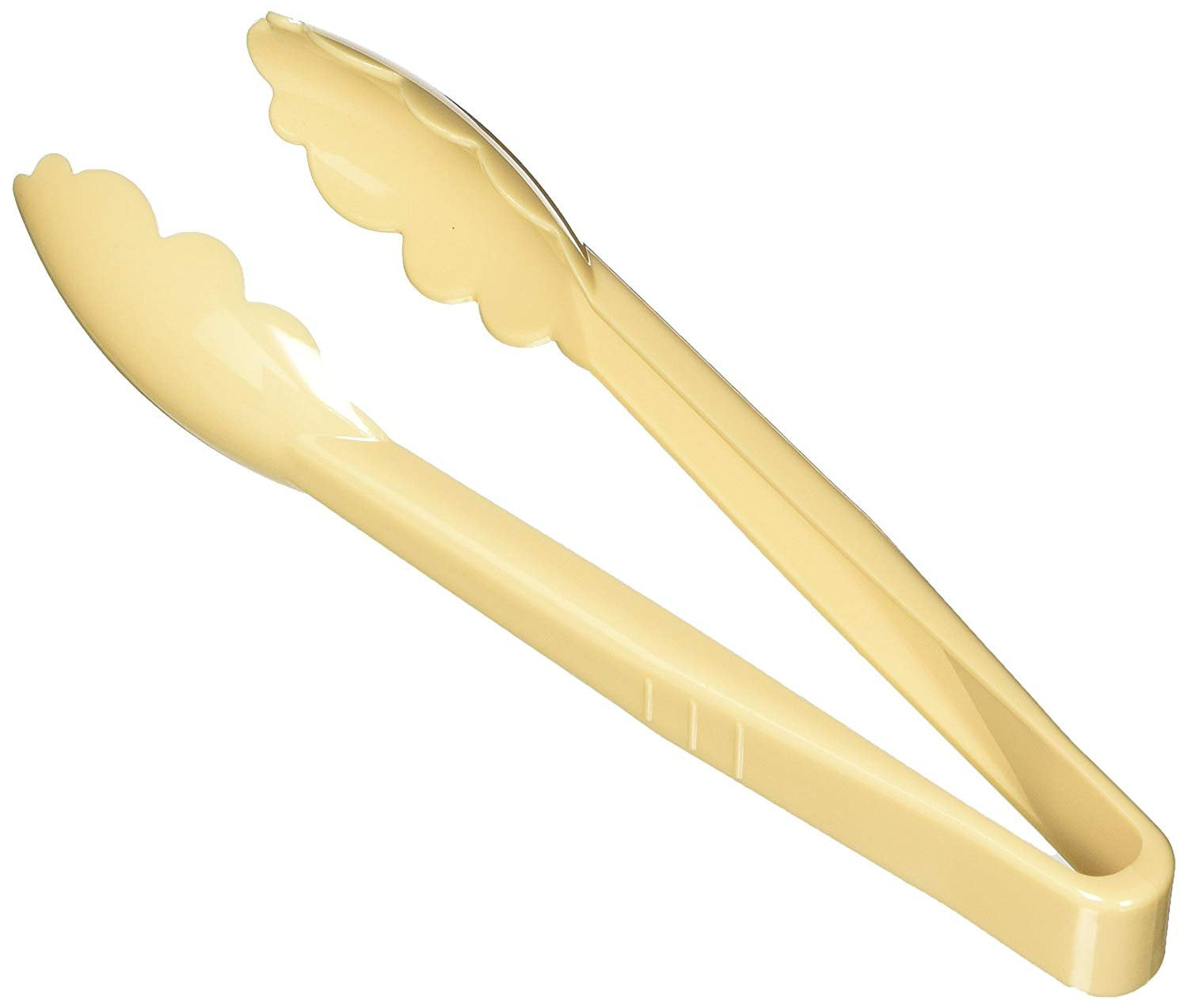 New Star Foodservice 35629 Utility Tong, High Heat Plastic, Scalloped, 9 Inch, Set Of 12, Beige