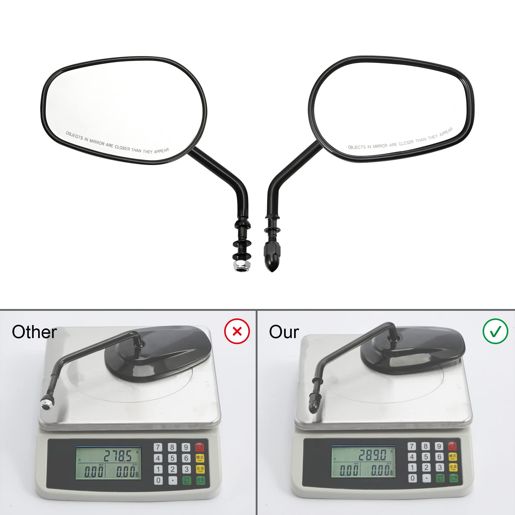 Slmoto Matte Black Sportster Mirrors, Rear View Mirror For Road King Street Electra Glide Road Glide Dyna Softail Rearview 1982-