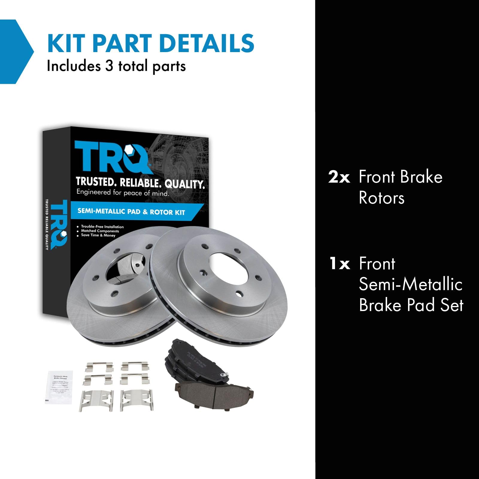 Trq Front Brake Pad & Rotor Kit Brake Pads Brake Rotor Semi-Metallic Compatible With 1997-2003 Ford F-150 2004 F-150 Heritage