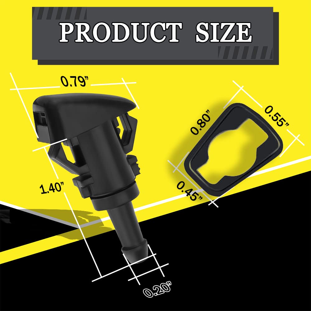 2 Pcs Front Windshield Washer Nozzles, Windshield Wiper Spray Nozzle, Washer Spray Jet Kit Fit For Chrysler, Dodge, Replaces Oem #: 4805742Ab / 55077460Aa / 5303833Aa / 5116079Aa / 5113049Aa