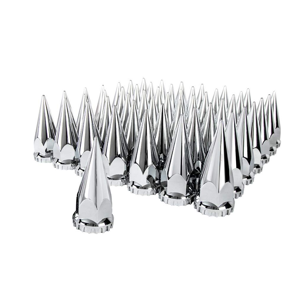 United Pacific 10569Cb - Wheel Lug Nut Cover Set - 33Mm X 4-3/4'' Chrome Super Spike Nut Cover - Thread-On (60 Pack)