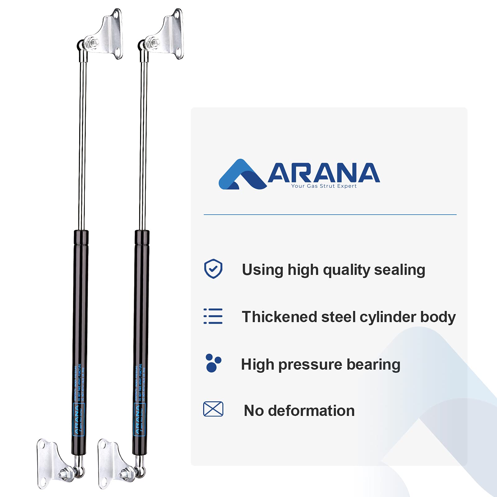 Arana 23 Inch 200Lb Gas Struts Shocks Piston Springs With L Mounting Bracket, 23' 889 N Lift-Support For Heavy Duty Lid Murphy Bed Rv Bed Outdoor Box Lid Trap Door Floor Hatch(Fit 160-220Lb), 2Pcs