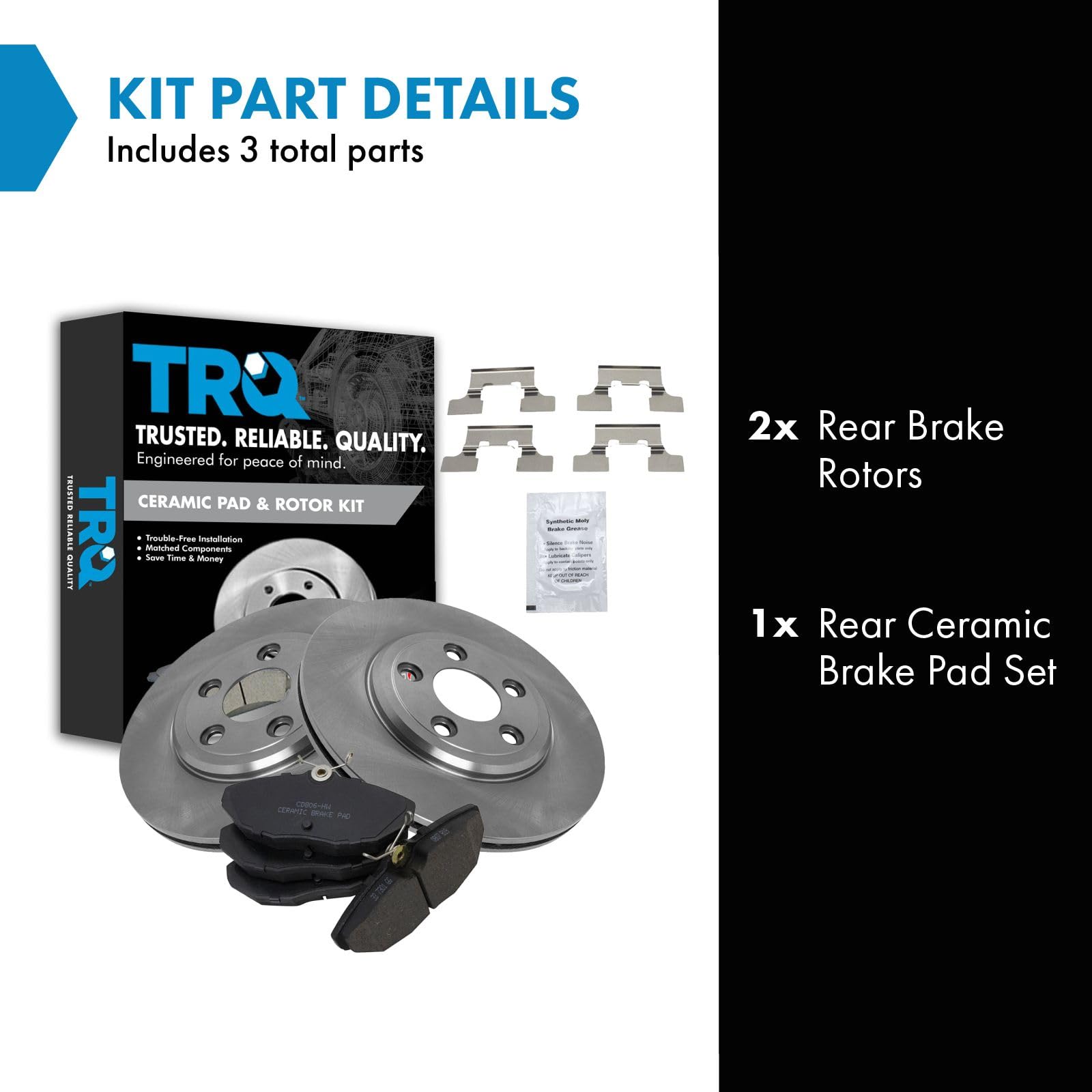 Trq Rear Brake Pad & Rotor Kit Brake Pads Brake Rotor Ceramic Compatible With 2002-2005 Ford Thunderbird 2000-2005 Jaguar S-Type