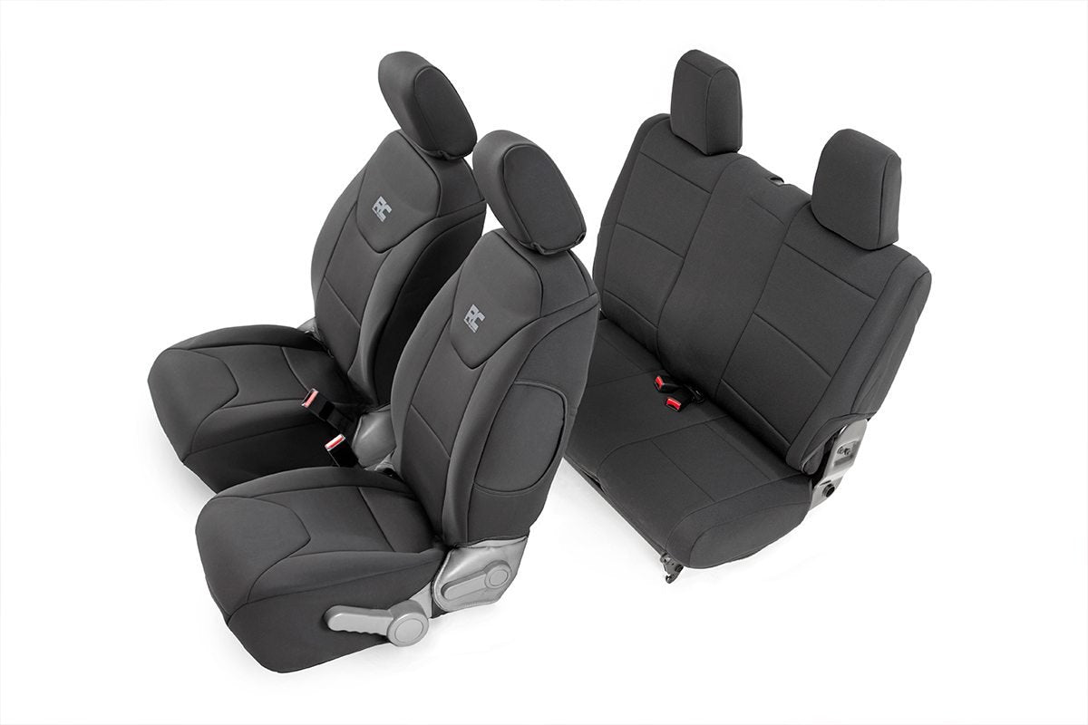 Rough Country Neoprene Seat Covers for Jeep Wrangler JK 2-Door (2007-2010) - Waterproof & UV Resistant, Foam Padded, Front & Rea