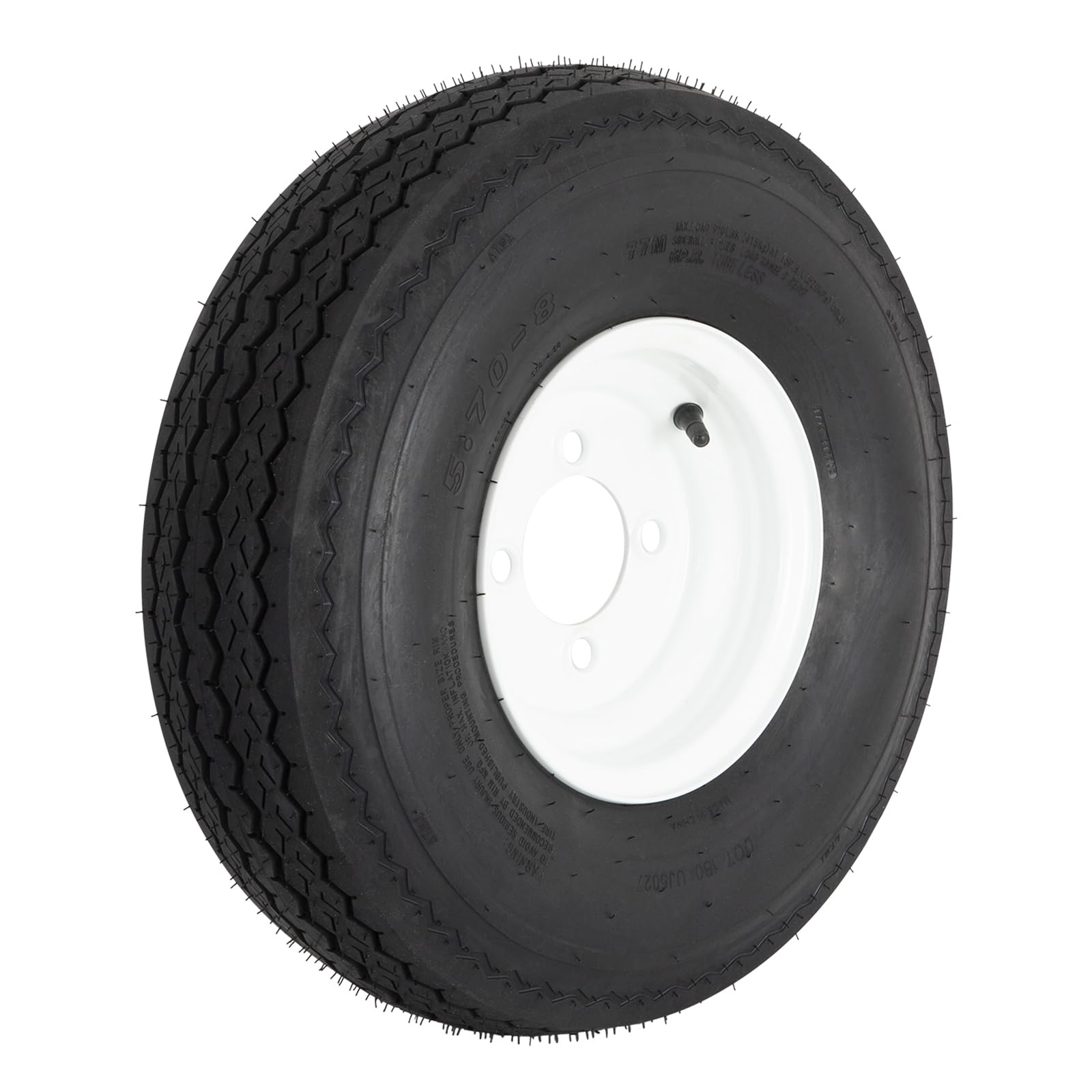 YUANXING Trailer Tires on Rim 5.70-8 570X8 570-8 with 8 '' White Wheel - 4 Lug on 4 '' - Load Range C