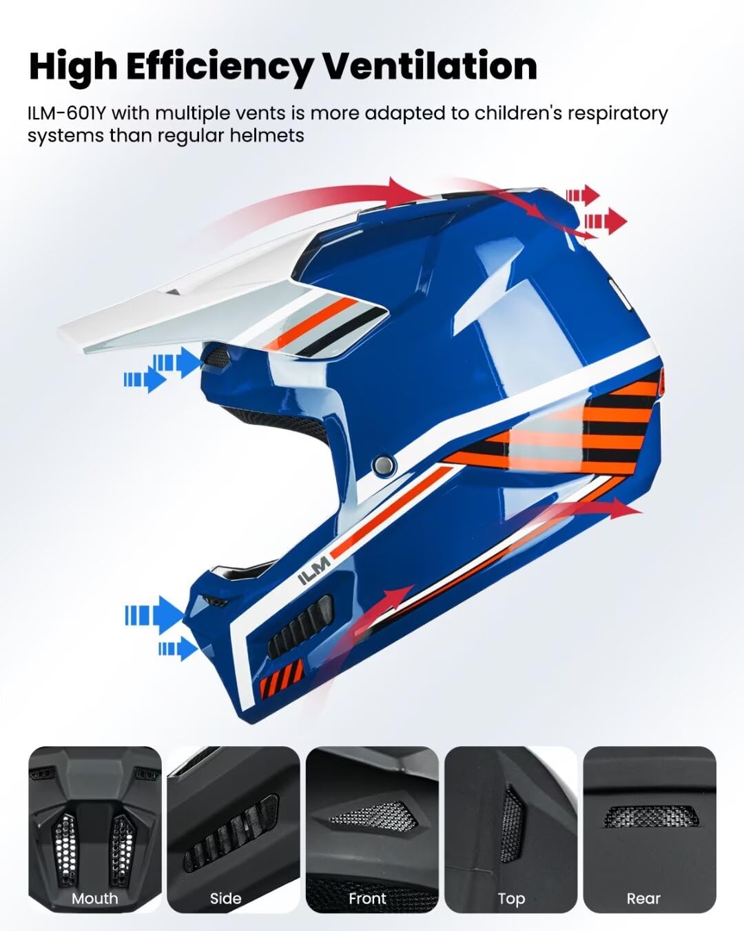 ILM Youth Dirt Bike Helmets Kids ATV Helmet Motorcross BMX Off Road Motorbike with Goggles Gloves Mask DOT Model MT601Y (Spacewa