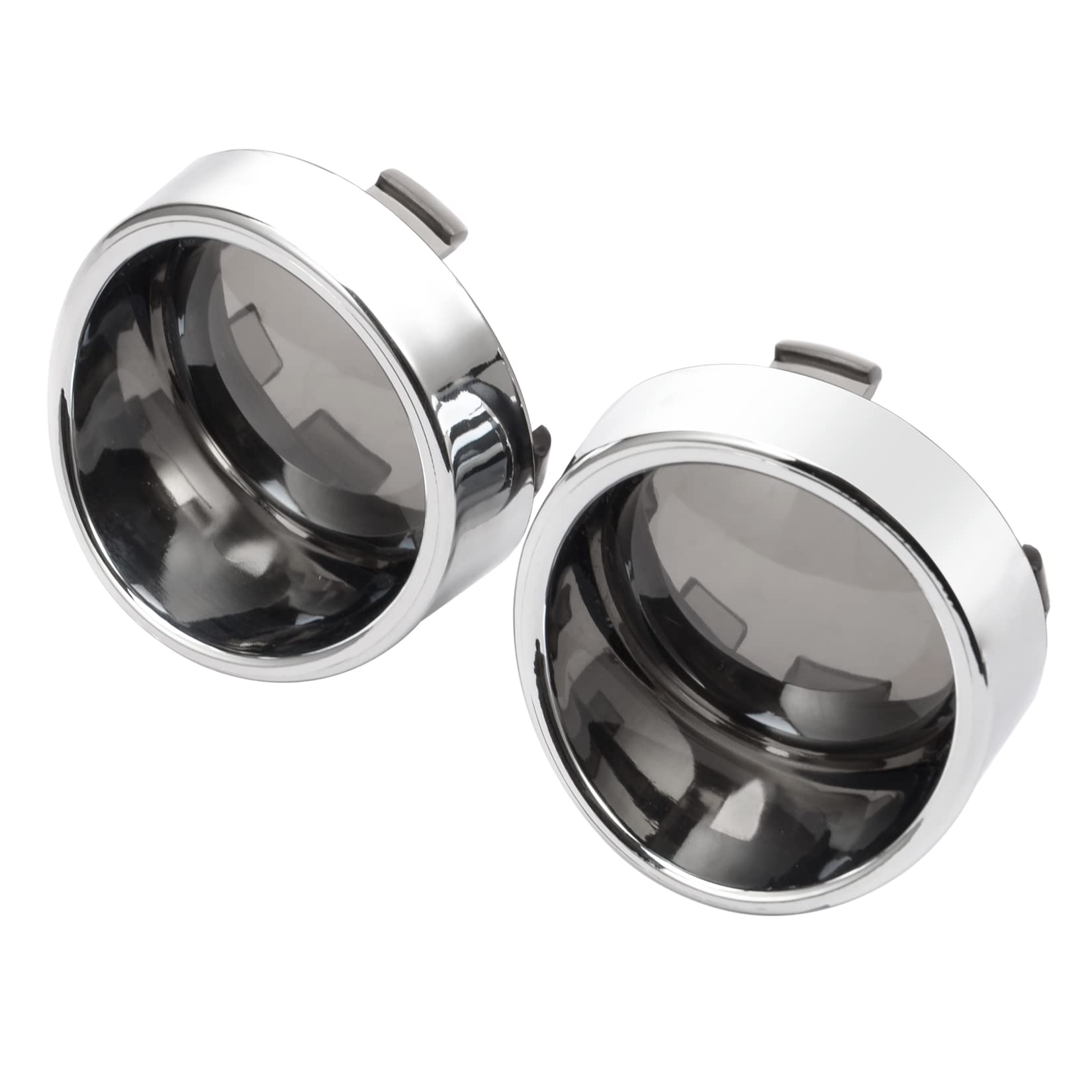 PBYMT Smoke Turn Signal Lens Cover 2'' Bullet Visor-Style Chrome Bezels Compatible for Harley Davidson Dyna Street Glide Road So