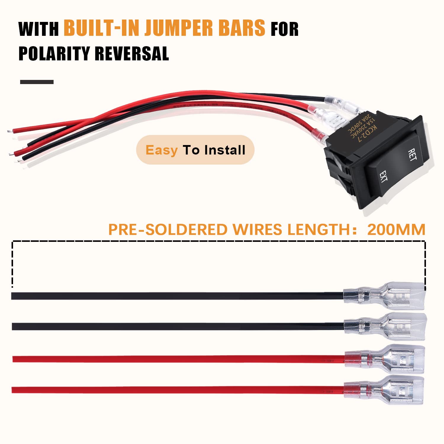 Mankk 4 Pin Dpdt Momentary Rv Jack Switch Dc12V Reverse Polarity Rocker Switch 20A (On)-Off-(On) Motor Control Switch With Pre-W