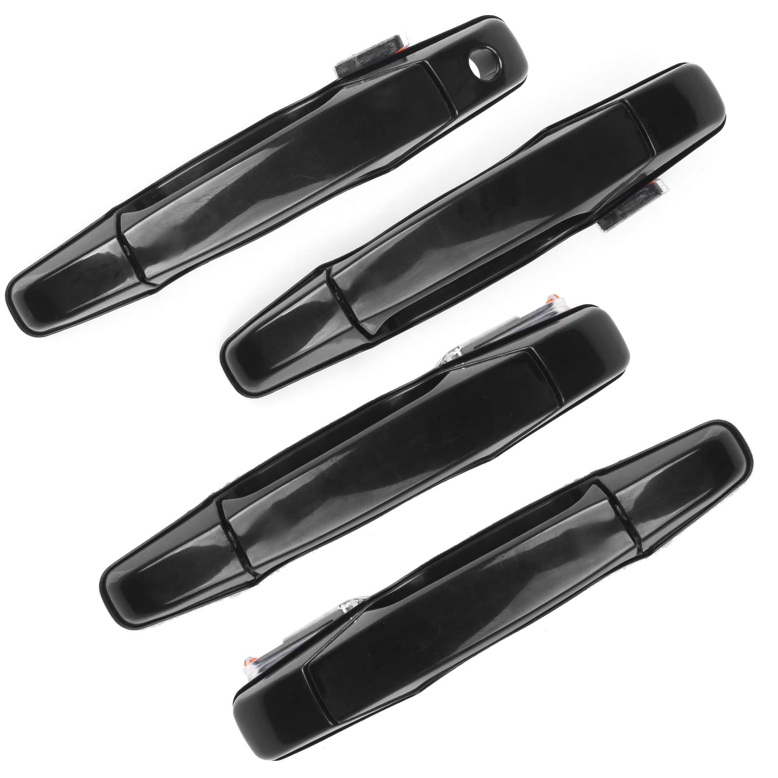 Exterior Black Outside Door Handle 4Pcs Front Rear Driver & Passenger Fits 2007-2014 Cadillac Escalade Chevy Avalanche Silverado Suburban Gmc Sierra Yukon Replace 20828258 22738721 25960525 22738722