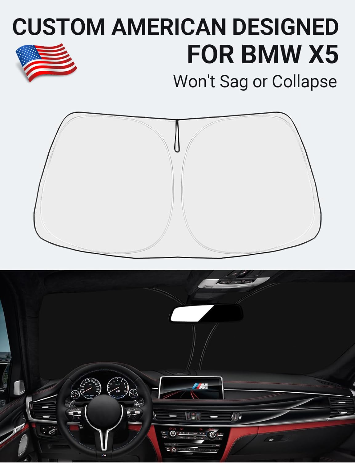 Proadsy 2025 Upgrade Windshield Sun Shade Custom Fit 2014-2018 Bmw X5 M Sport Xline Suv 4-Layer Foldable Front Sunshade Protecto