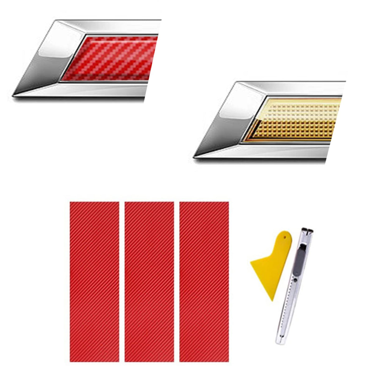 LANZMYAN Compatible with Bowtie Logo Wrap Stickers Cut-Your-Own Emblem Overlay DIY Decals for Chevy 3PCS Red