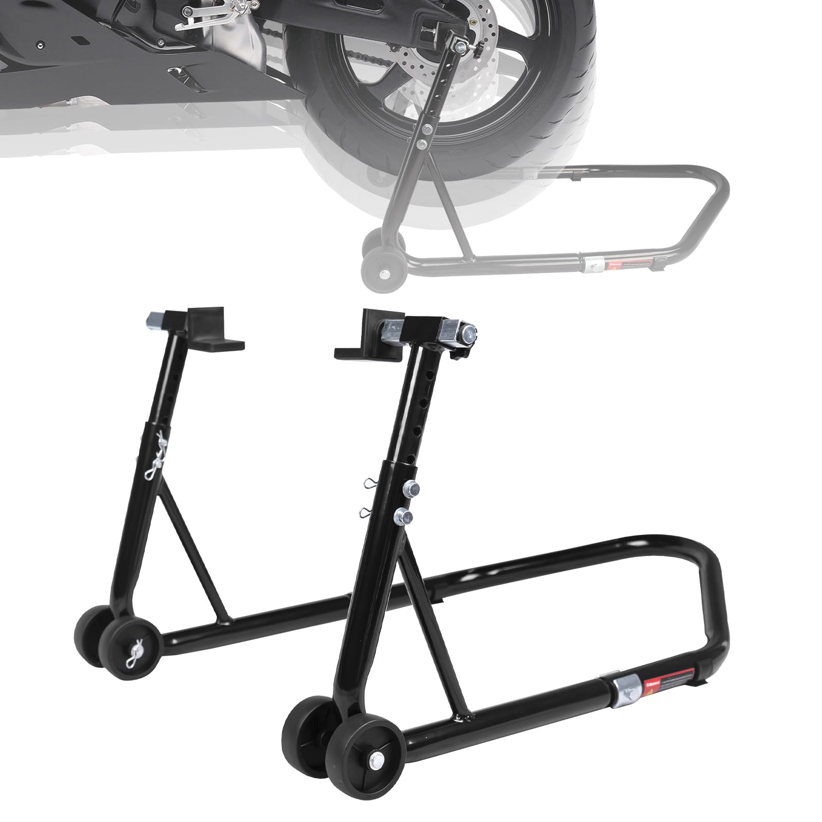 Donext Motorcycle Stand 850Lb Adjustable Sport Bike Rear Wheel Lift Swingarm Paddock Stands Black, 5 Adjustable Heights, L