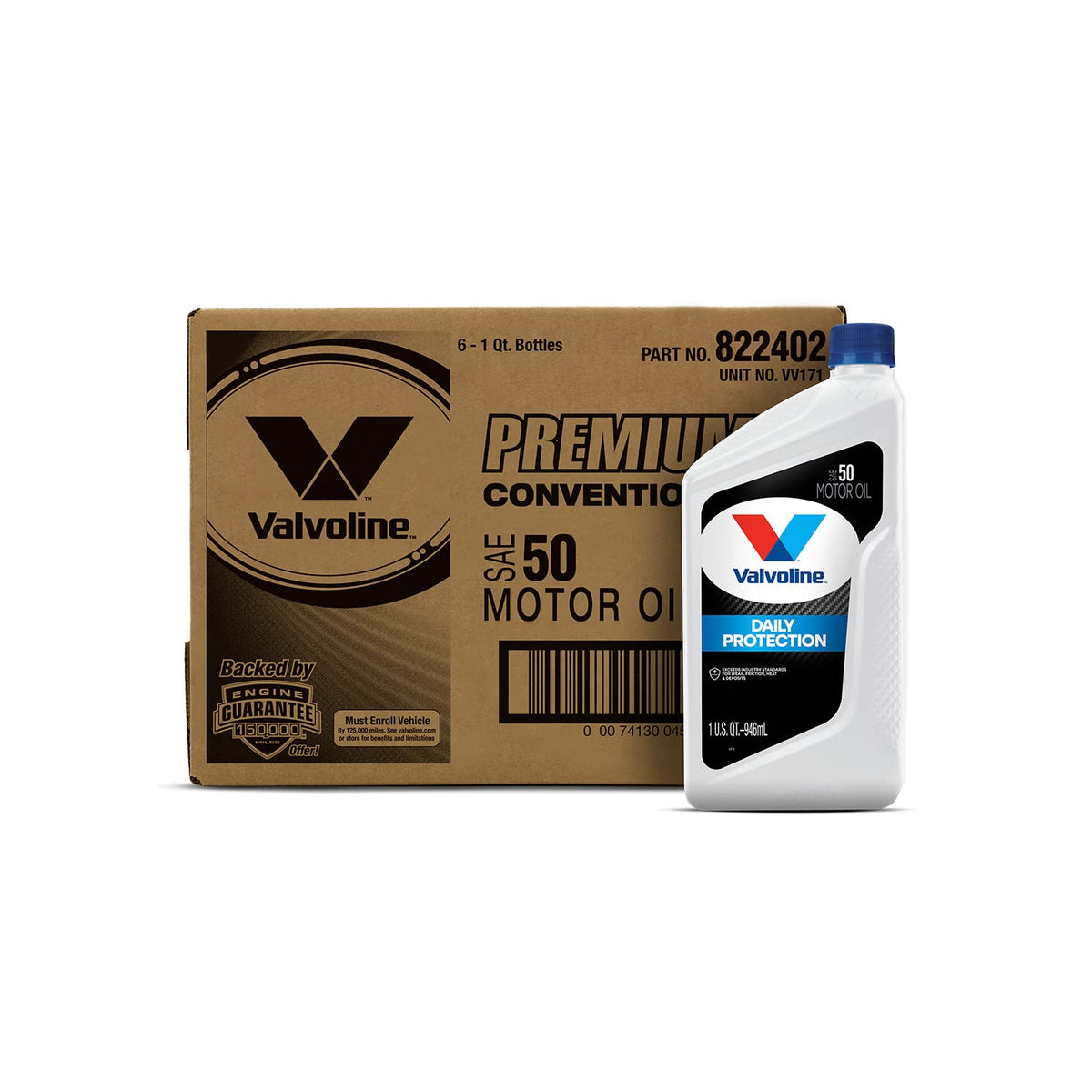 Valvoline Daily Protection Sae 50 Conventional Motor Oil 1 Qt, Case Of 6 (Packaging May Vary)