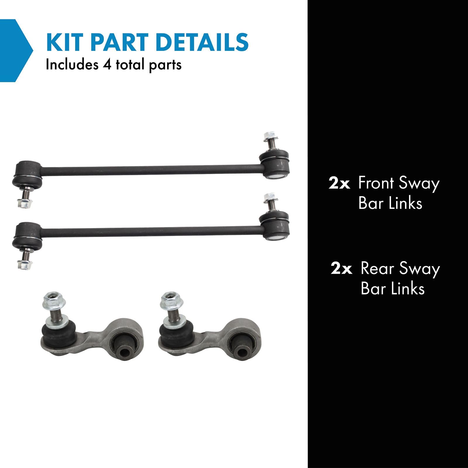 Trq Front & Rear Sway Bar Stabilizer Link Set Compatible With 2018-2022 Honda Accord