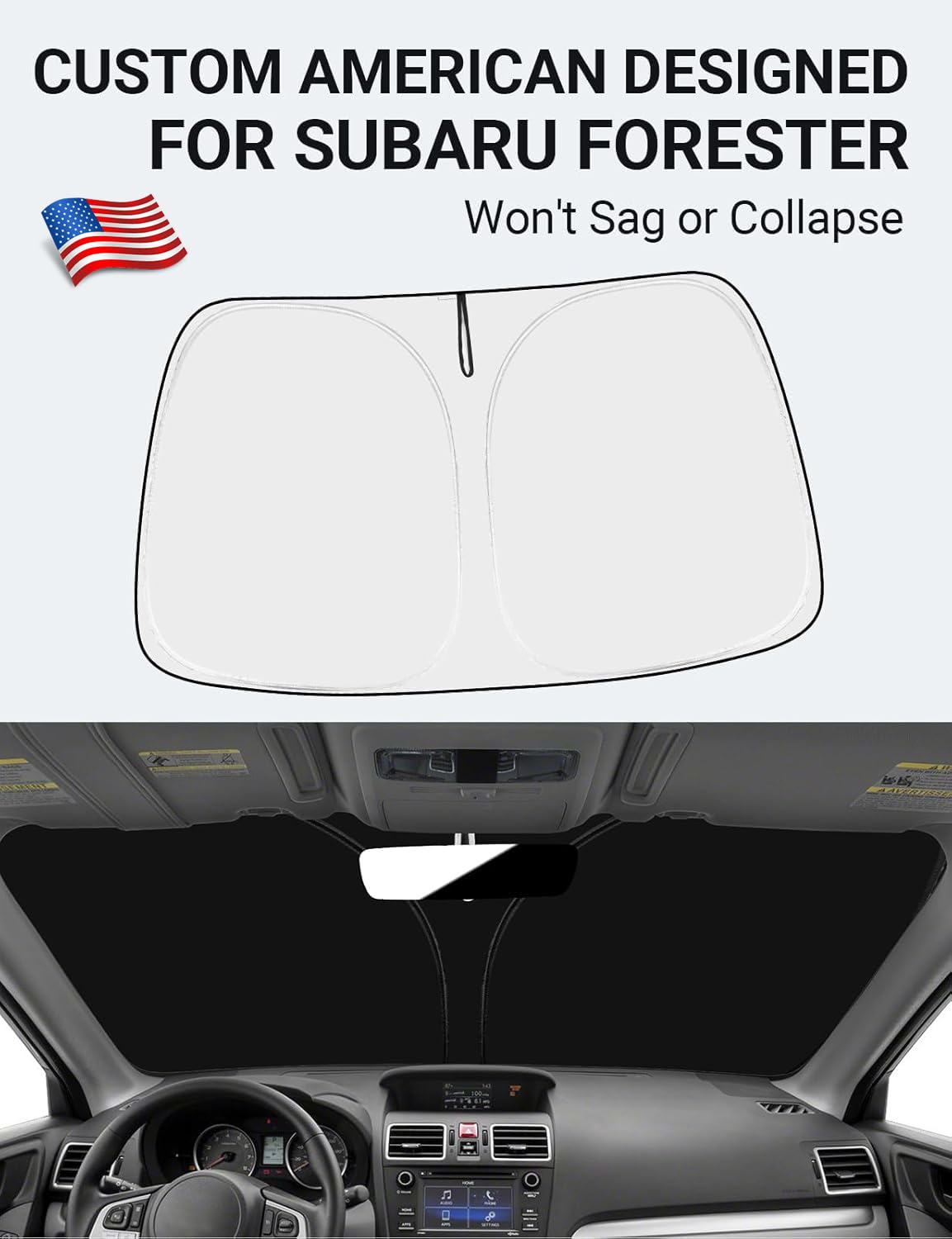 Front Windshield Sun Shade Foldable Sunshade Protector Custom Fit 2015 2016 2017 2018 Subaru Forester Crossover, Base, Premium,