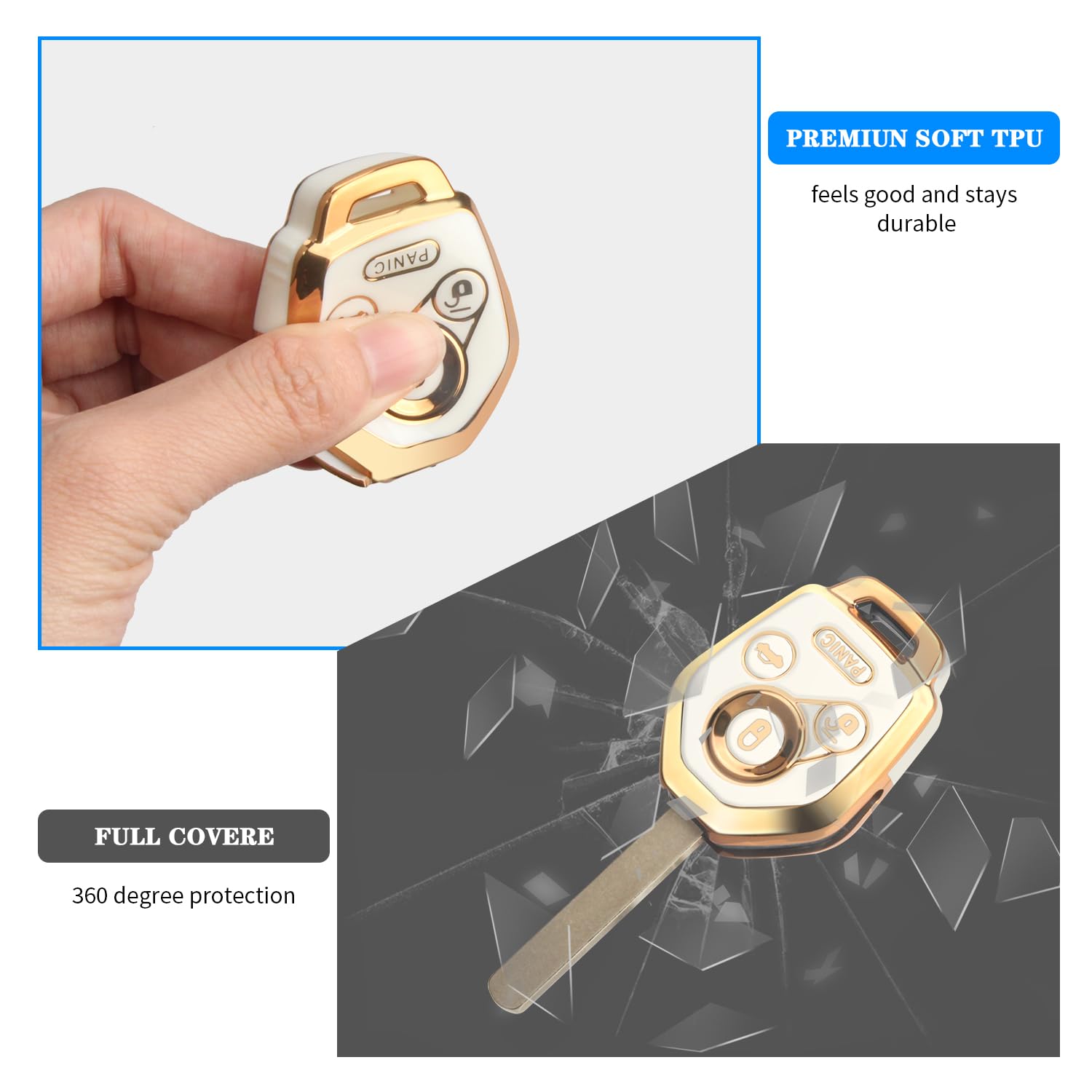 Qbuc For Subaru Key Fob Cover With Keychain Soft Tpu Protection Case Compatible With 2008-2019 Subaru Ascent Brz Crosstrek Fores