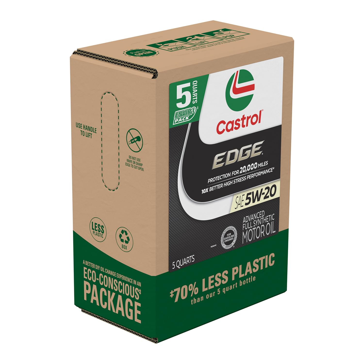 Castrol Edge 5W-20 Advanced Full Synthetic Motor Oil, 5 Quarts, Eco Pack