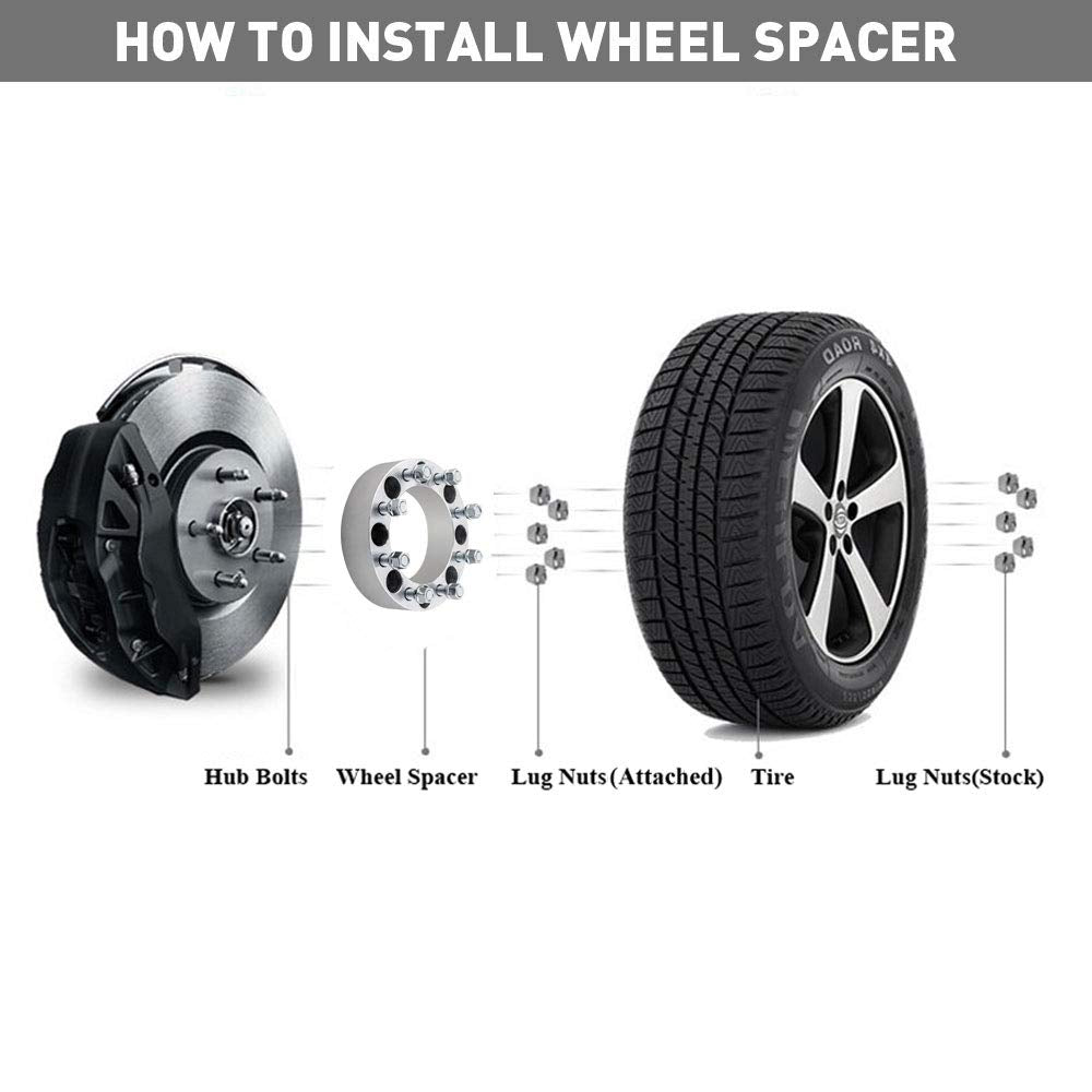 DCVAMOUS 2PC 8x6.5 Wheel Spacers 2 Inch with 9/16'' Studs Compatible with Dodge 8 Lug 8x165.1 for 1994-2010 R-A-M 2500 3500 | 19