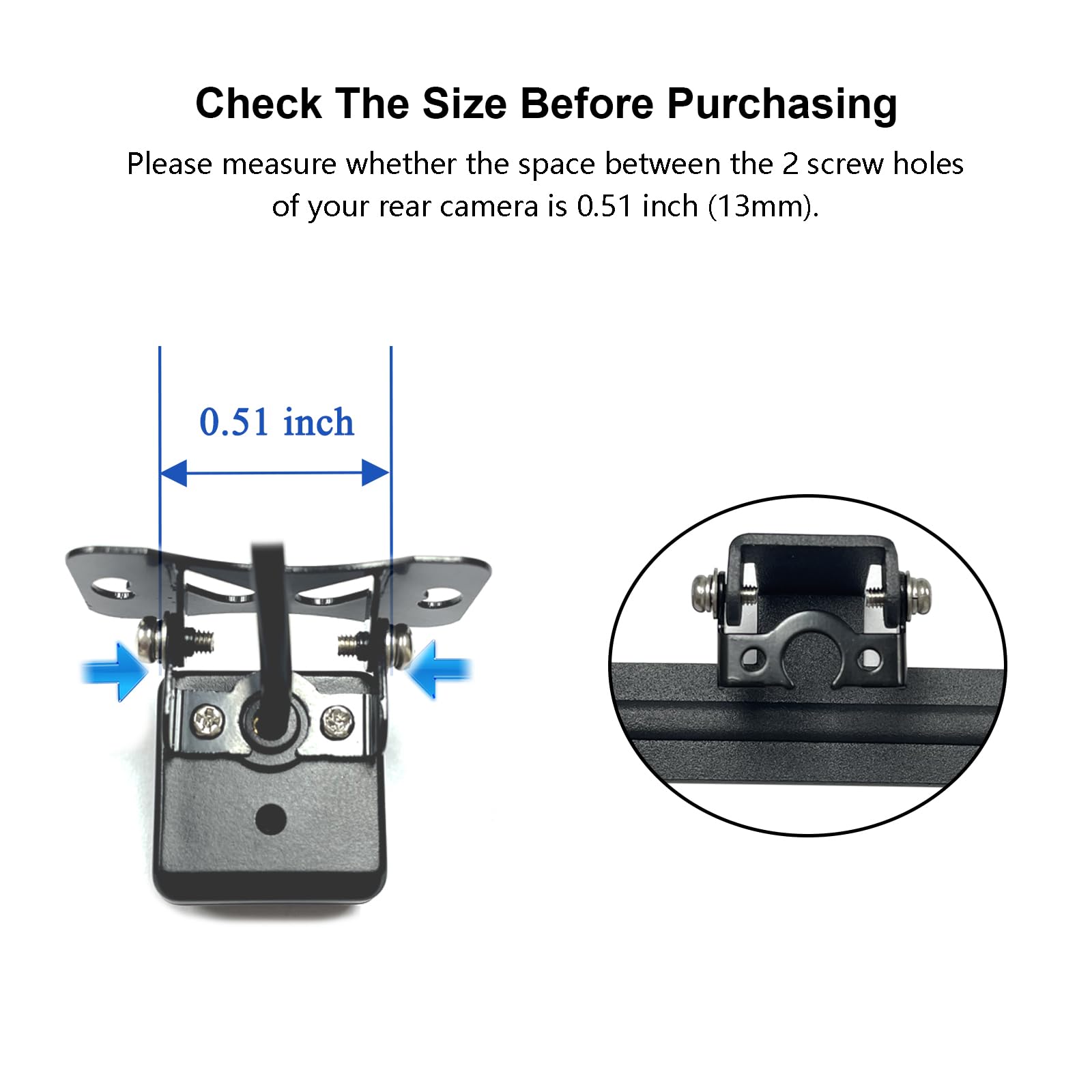 Voonoa Car Rear Camera License Plate Bracket With Screws Kit, Universal Rust-Proof Backup Camera Mount Accessories Installation