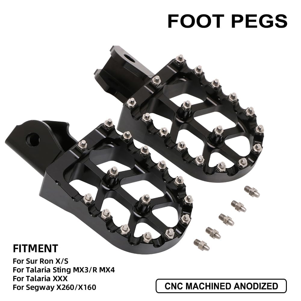 IUVWISN Motorcycle Footpegs Wider Foot Pegs Rest Pedal 7075 Aluminum for Surron Sur Ron Light Bee X/S Talaria Sting MX3/R MX4 Ta