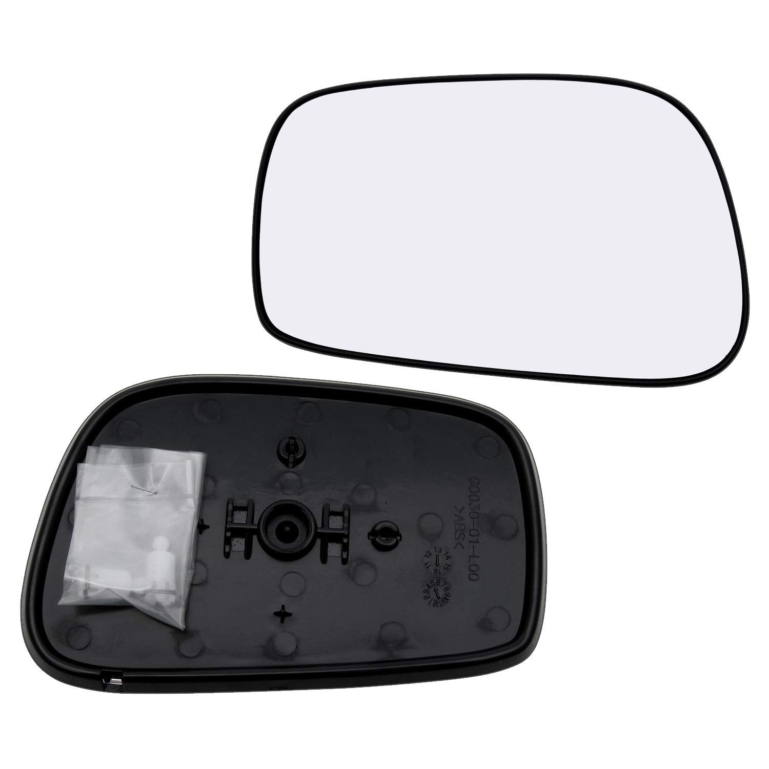 Driver Side Mirror Glass Assembly With Plastic Backing Plate (Non-Heated) Compatible with 2003-2008 Toyota Corolla Matrix, Ponti