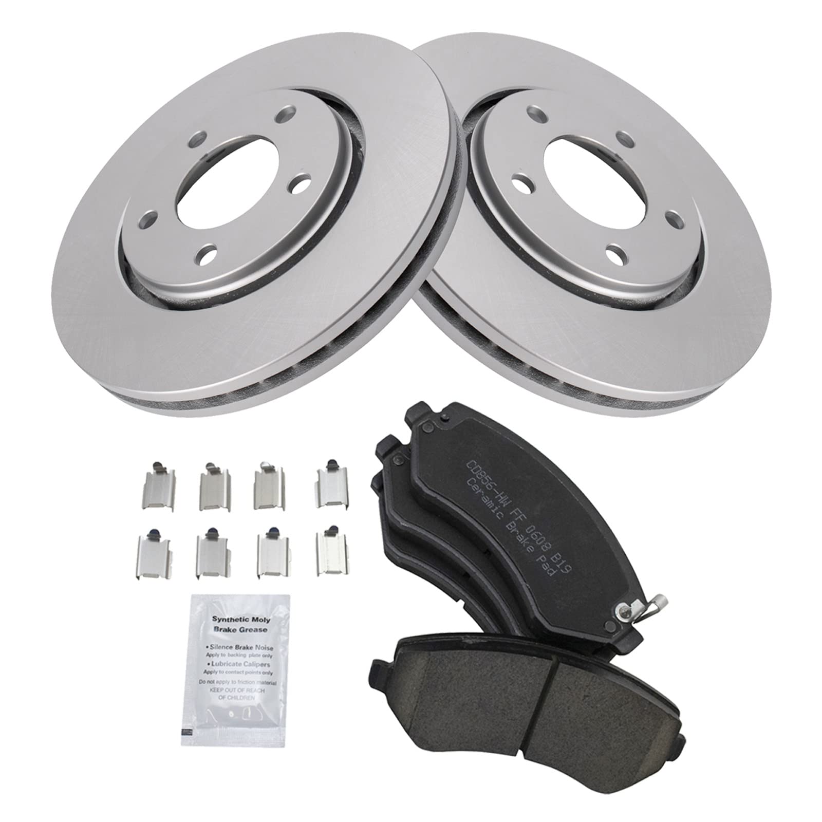 Trq Brake Pad & Rotor Kit Premium G-Coated Ceramic Front Compatible With 2006 Dodge Grand Caravan