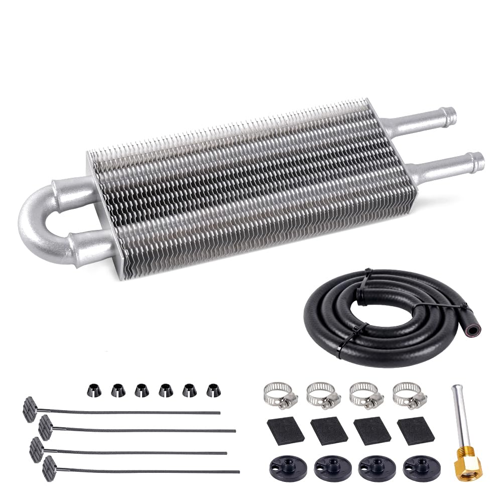 Bartoo Universal 5/16'' Transmission Oil Cooler Kit, Aluminium Alloy 2 Pass Tube And Fin Oil Cooler Kit (Sliver)