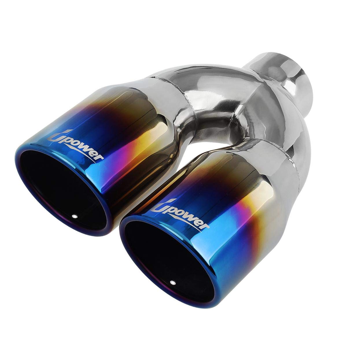 Upower 2.5 Inch Inlet 3.5 Inch Outlet Dual Exhaust Tips Tailpipe 2.5'' to 3.5'' 9.75'' Length 304 Stainless Steel Polished Vacuu