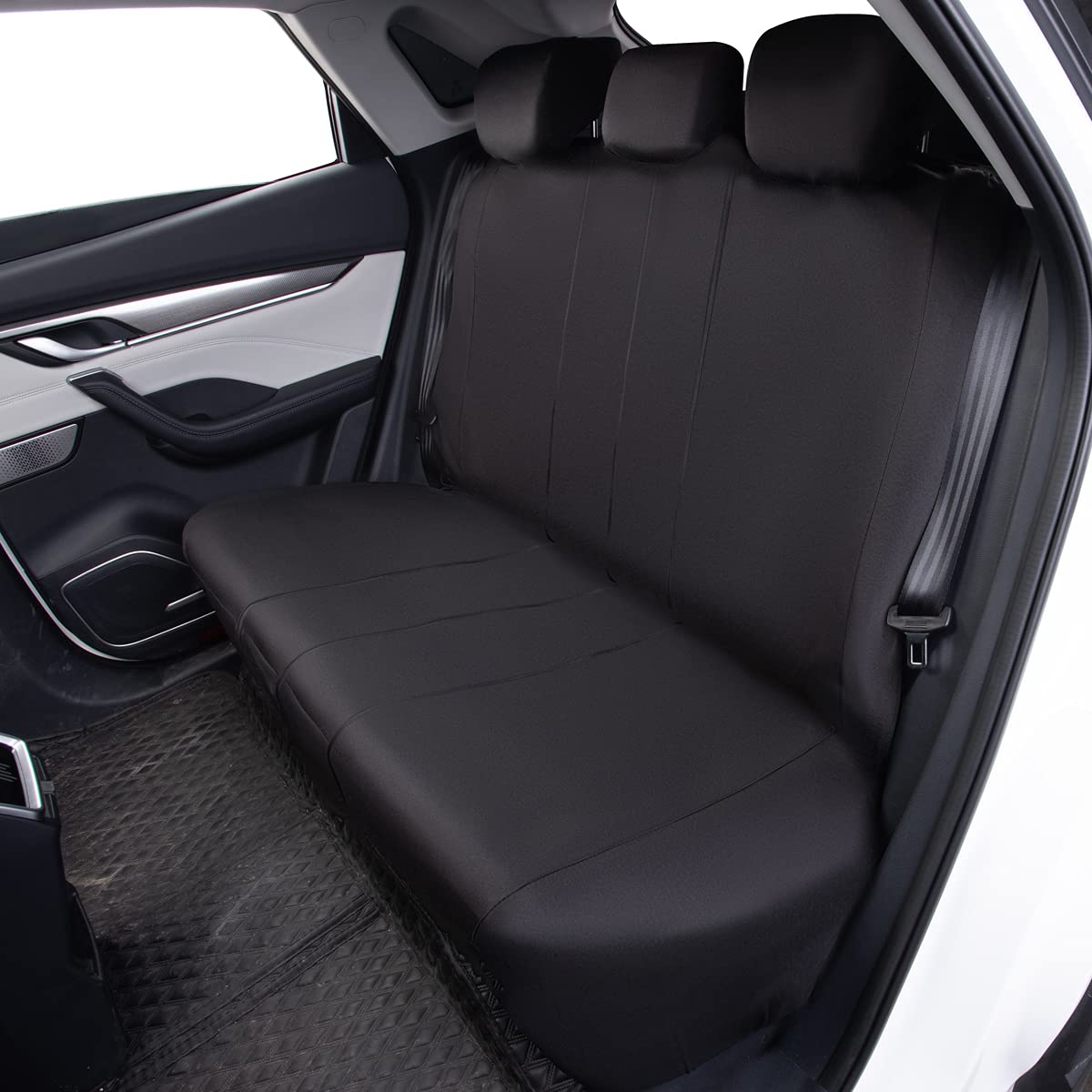 Flying Banner Rear Bench car seat Covers car seat Protectors Split 40/60 50/50 60/40 (Solid Black, Better)