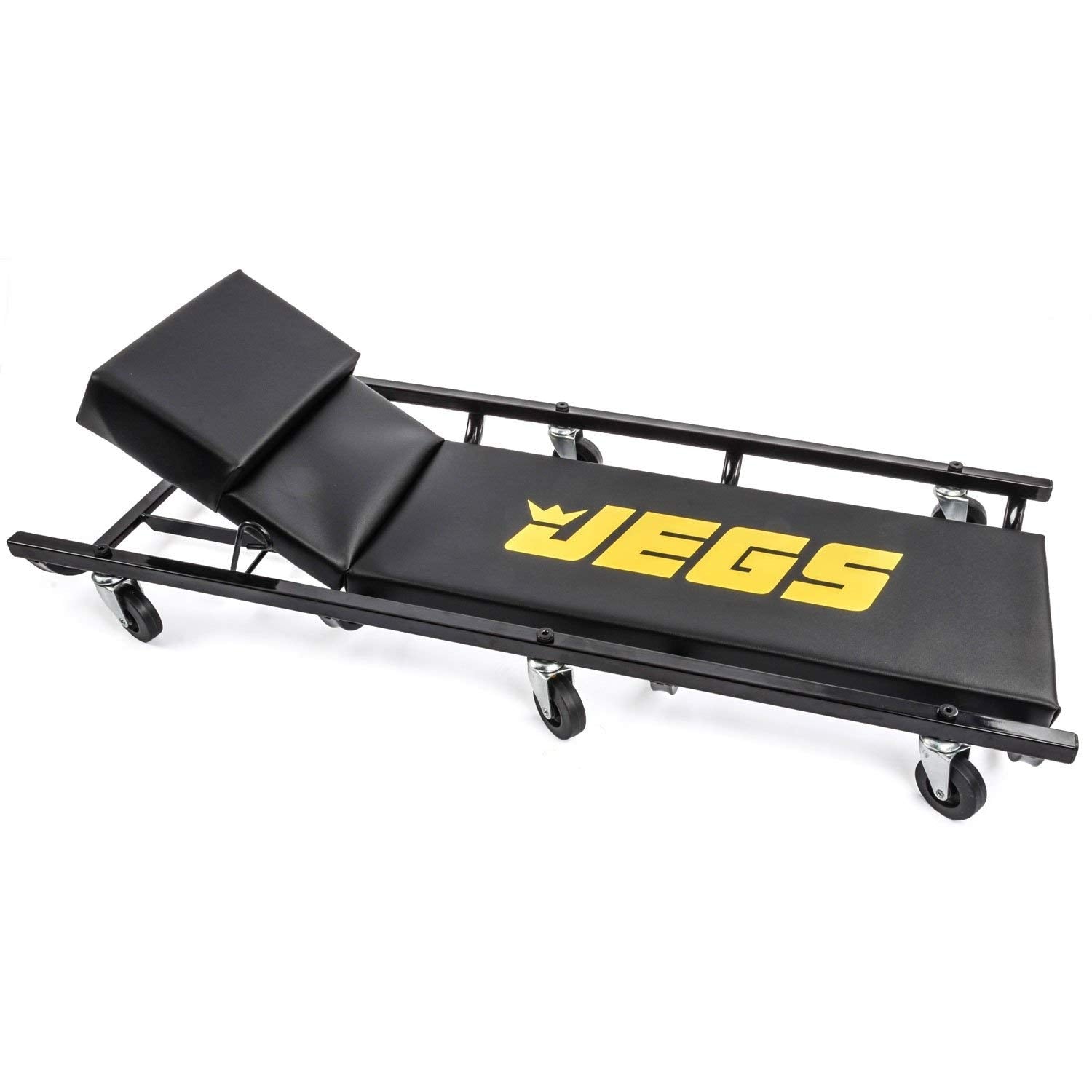 Jegs Creeper And Mechanic Seat Set | Memory Foam Padding | Black Logo | 350 Lbs Capacity | 2     Caster Wheels