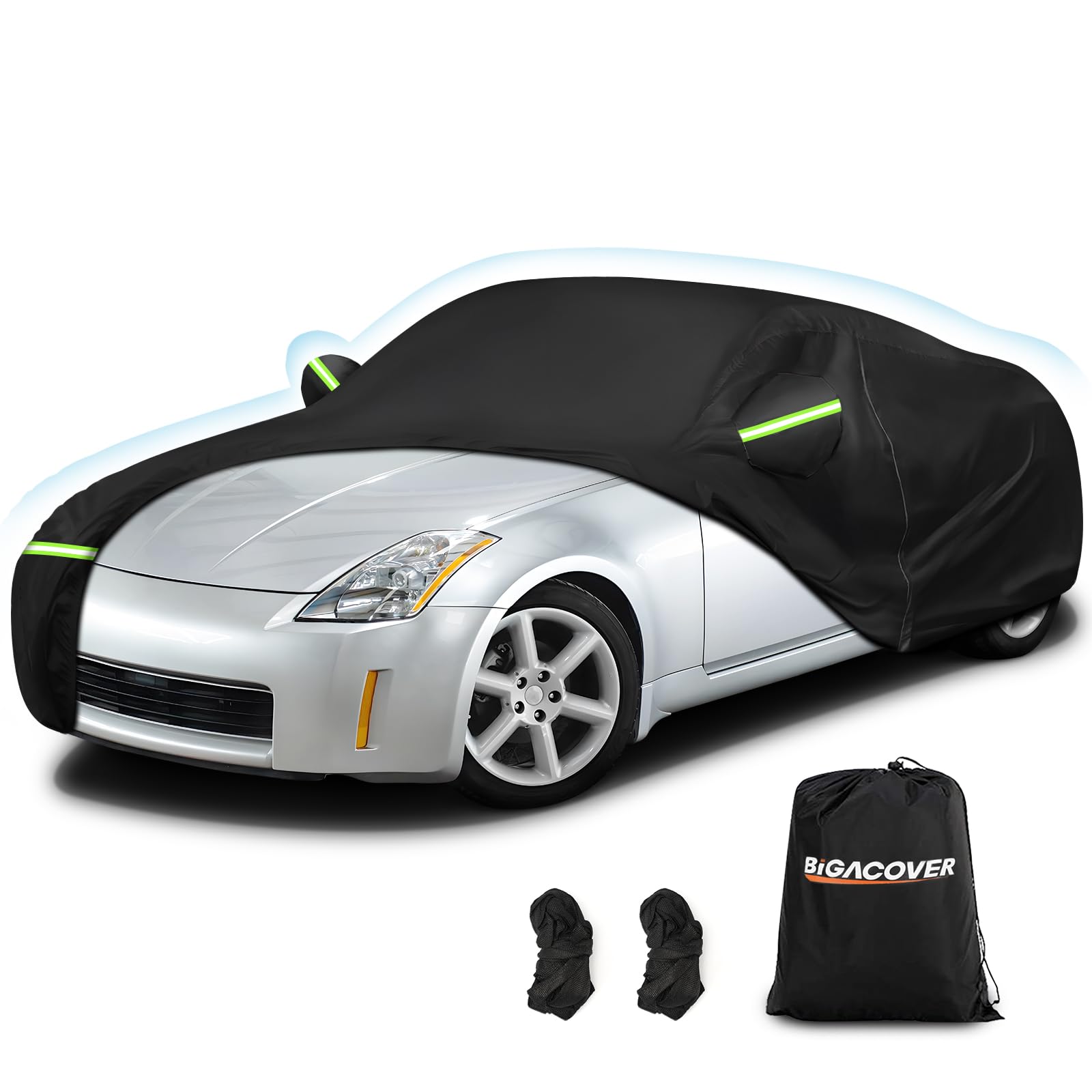 Car Cover Waterproof for 2003-2009 Nissan 350Z,210D Oxford Cloth with Cotton Outdoor Car Covers with Zipper Windproof Heavy Duty