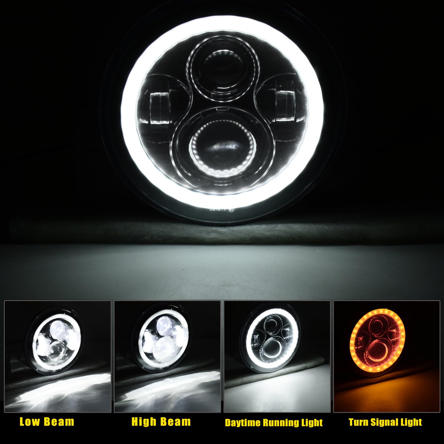 Yeego Direct 7 Inch Motorcycle Led Headlight 4.5 Inch Fog Passing Lights Compatible With Road King Ultra Classic Electra Street