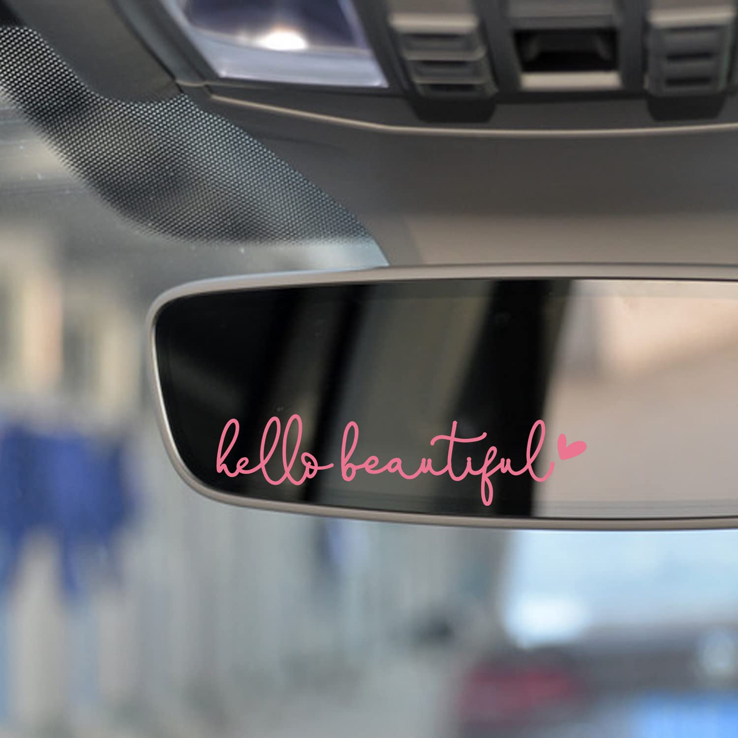 3X Hello Beautiful Rearview Mirror Decal, Vanity Mirror Stickers, Rear View Mirror Vinyl Decal, Car Accessories Gifts, Water Bot
