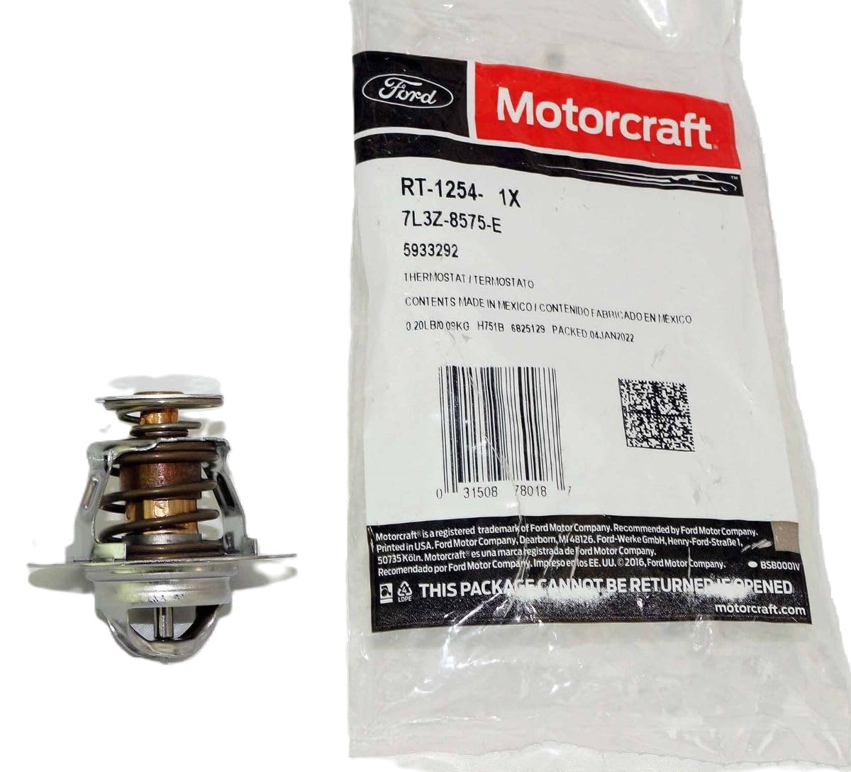 Motorcraft Thermostat Assembly - Rt1254