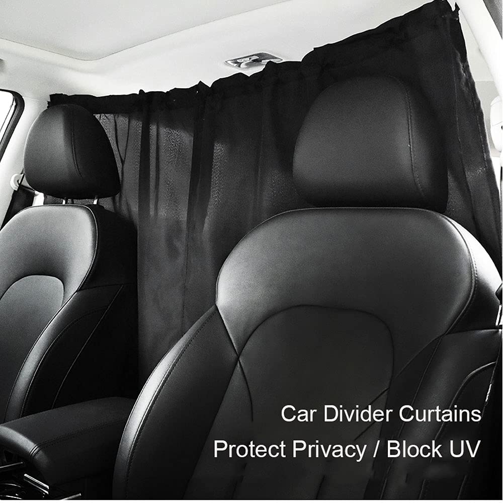 Ovege Car Divider Curtains Sun Shade-Privacy Travel Nap Night Car Camping Detachable Simple Curtain(Black)