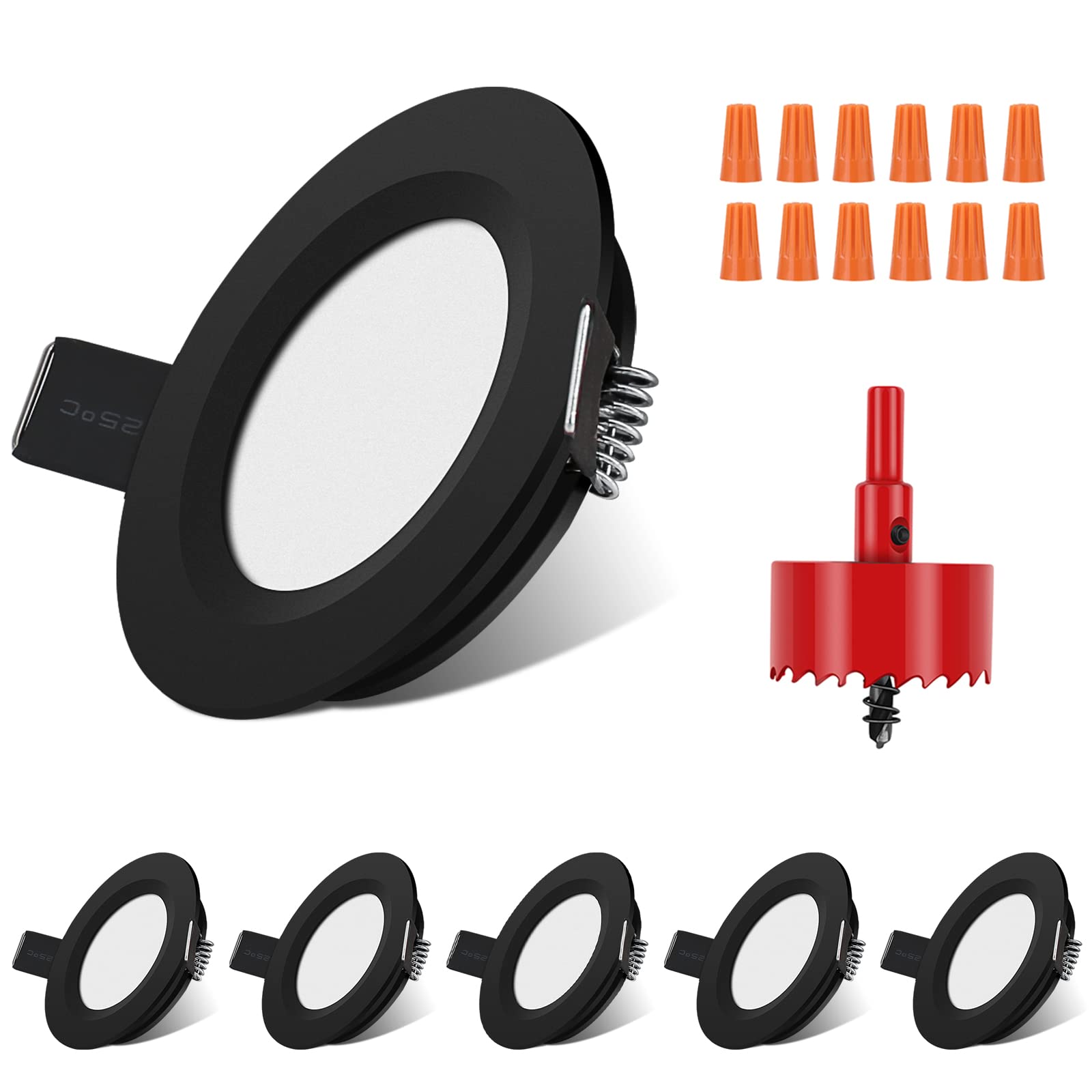 RVZONE 12 Volt LED Puck Light RV Boat Recessed Ceiling Light Super Slim LED Panel Light with Hole Puncher DC 12V 3W Full Aluminu