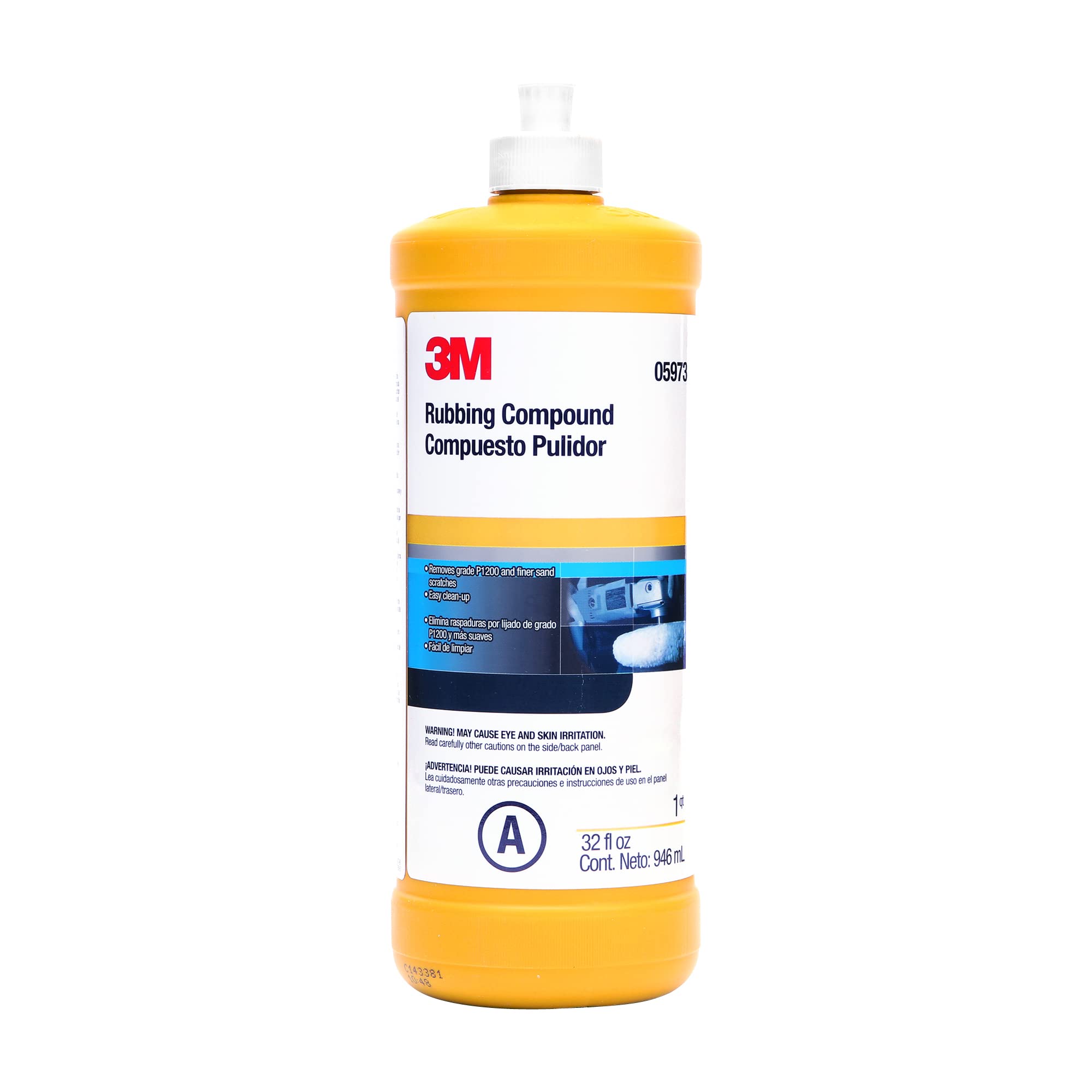 3M Rubbing Compound, 05973, Liquid Formula,1 Qt (32 Fl Oz/946 Ml)